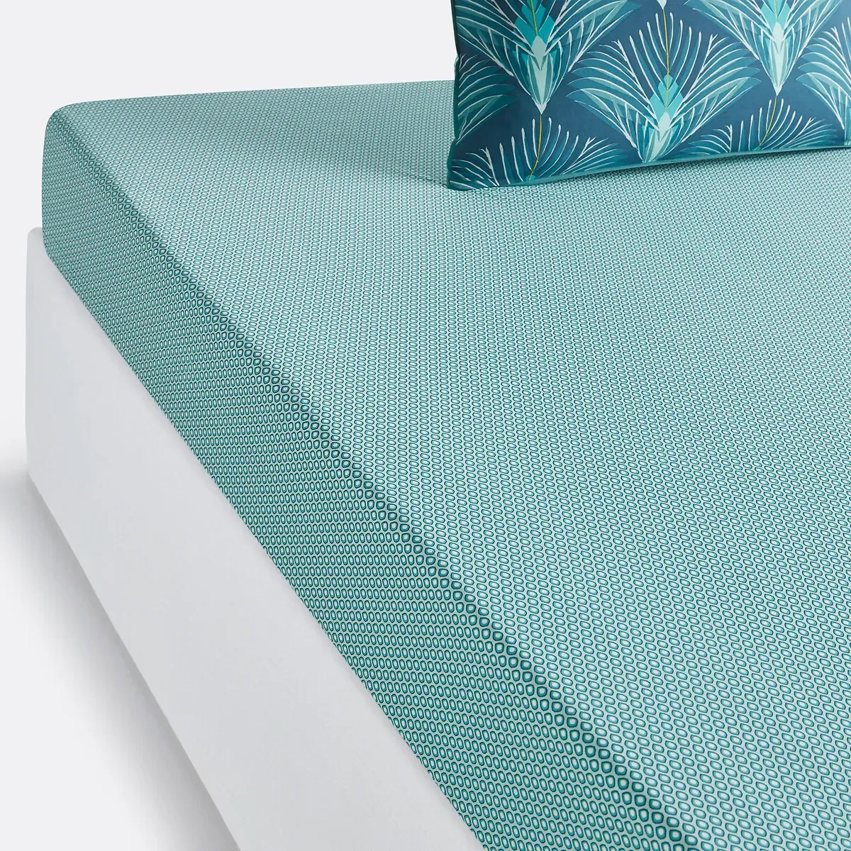Pampelune Fitted Sheet - Blue Print, Cotton Percale product