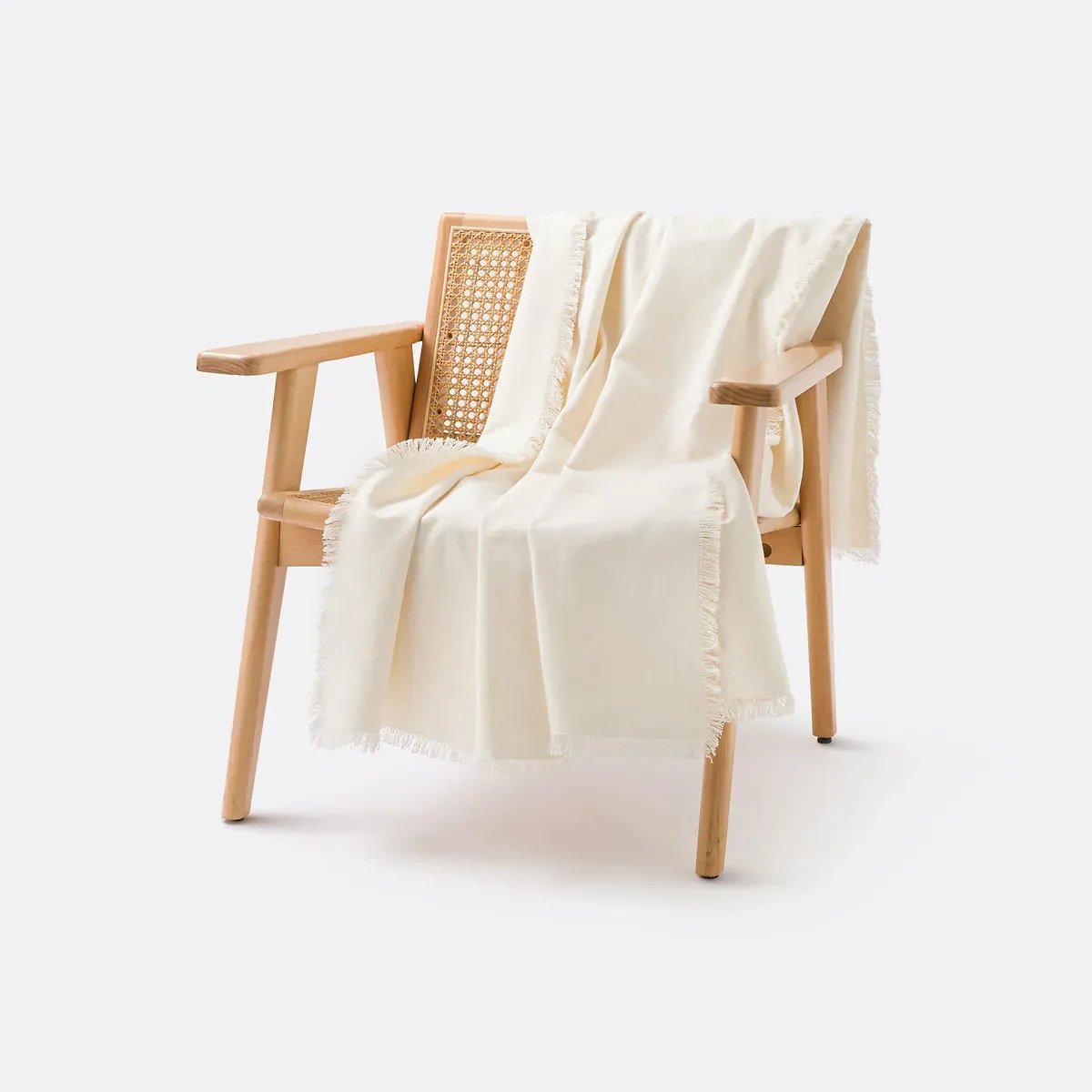 Panama Fringed Blanket - Ecru, Cotton product
