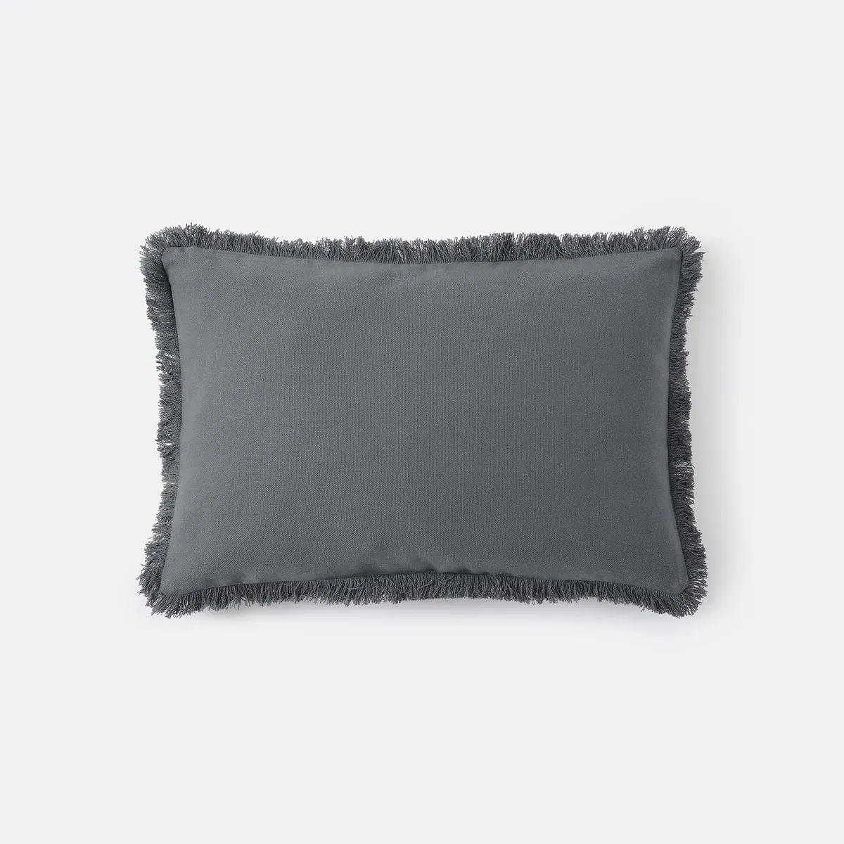 Panama Woven Cushion Cover with Fringe - Charcoal, Cotton alternate view