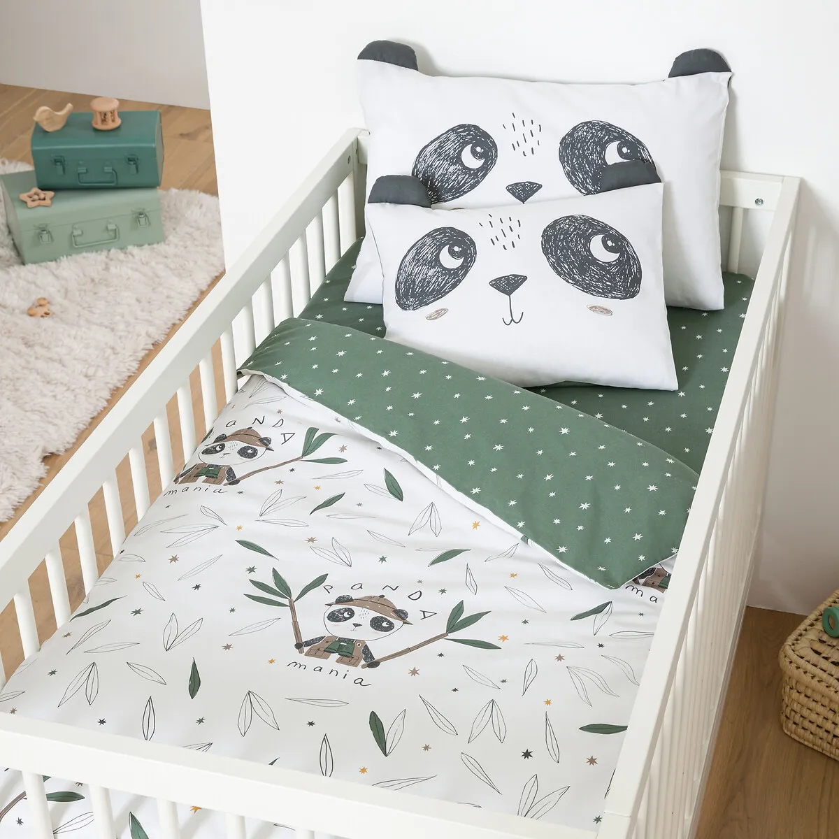 Panda Mania Baby Duvet Cover - Khaki Print, Cotton product