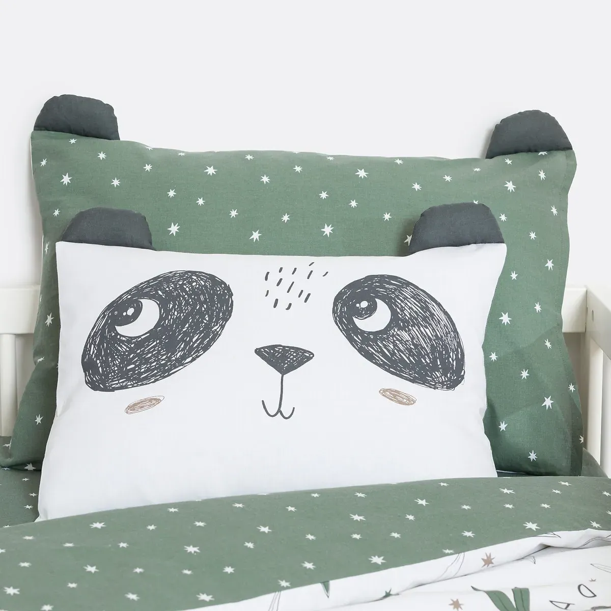Panda Mania Baby Pillowcase - Khaki Print, Cotton product