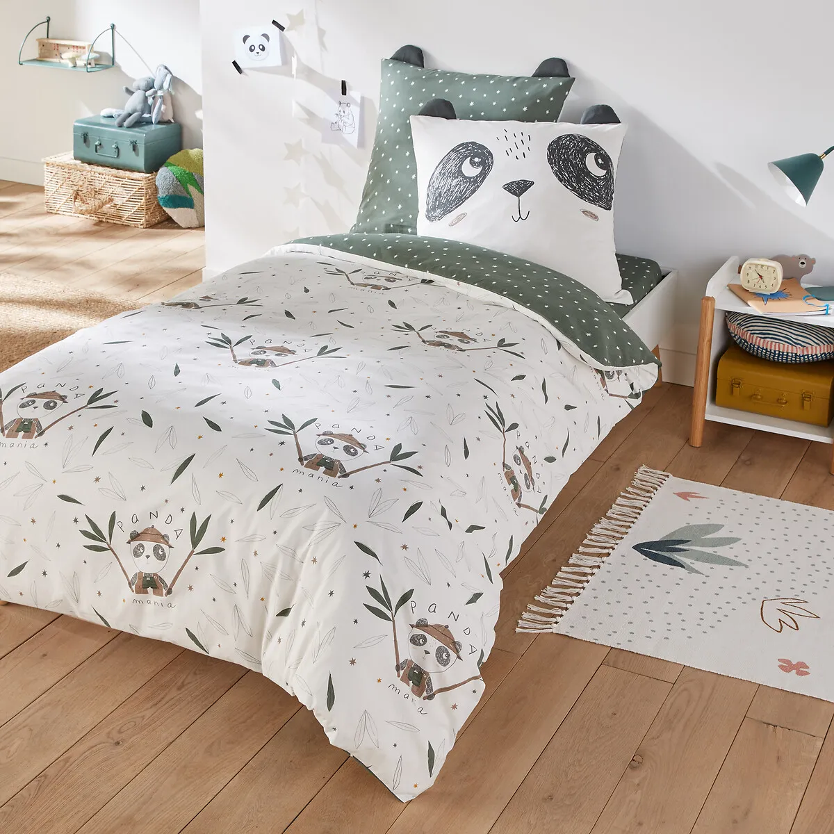 Panda Mania Single Duvet Cover - Khaki Print, Cotton product