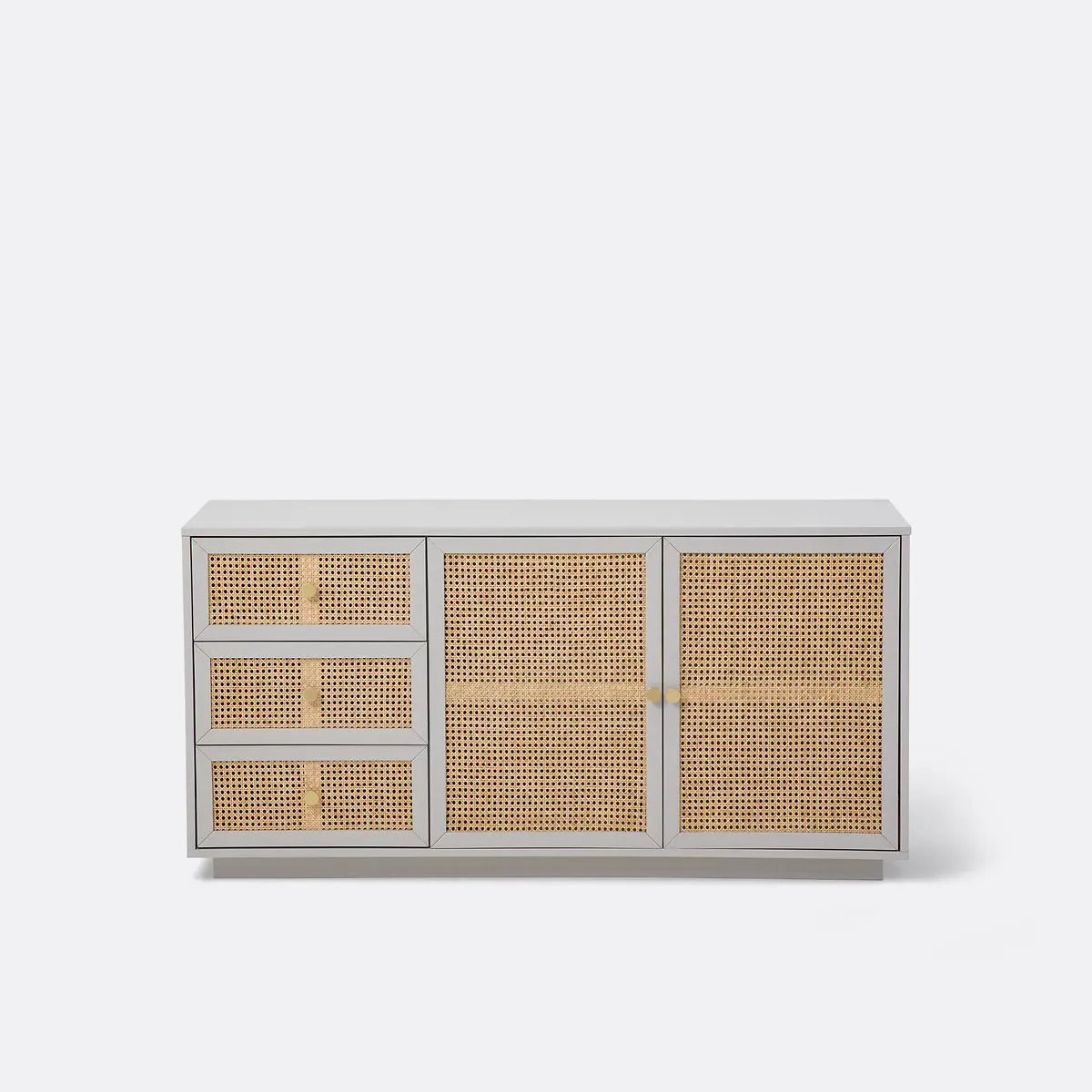 Paola 2-Door Sideboard with 3 Drawers - Grey, Rattan alternate view