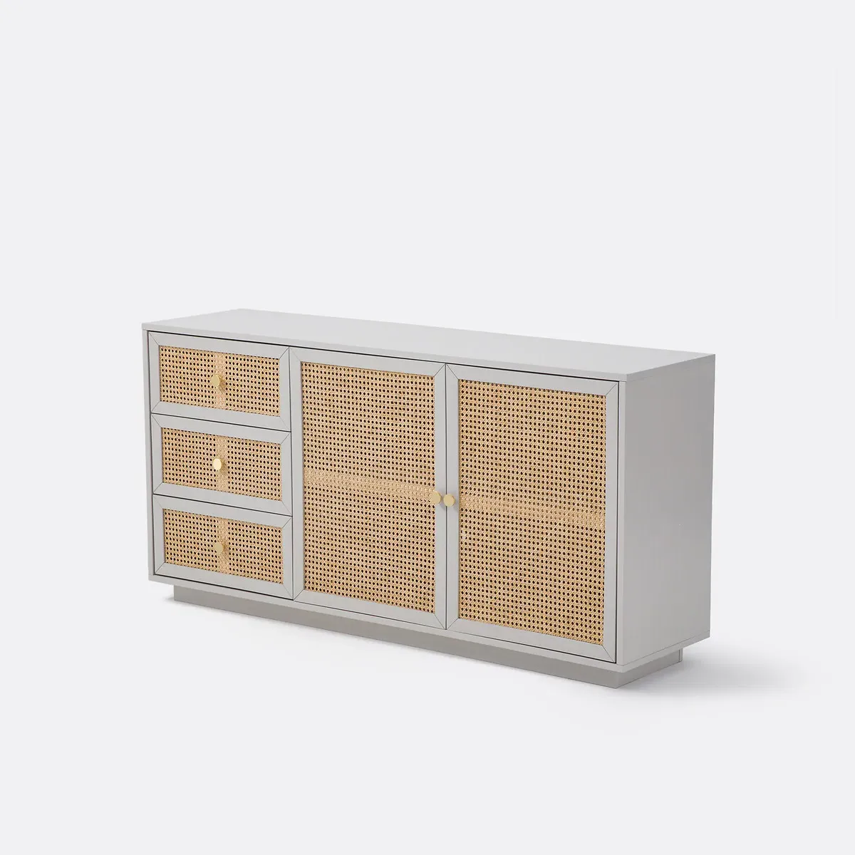 Paola 2-Door Sideboard with 3 Drawers - Grey, Rattan product