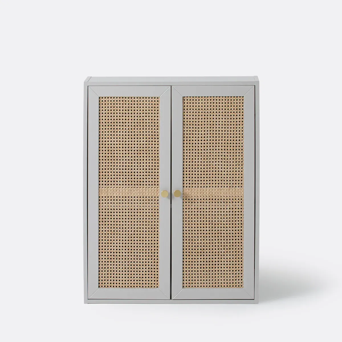 Paola Base Cabinet with Doors - Grey, MDF & Rattan alternate view