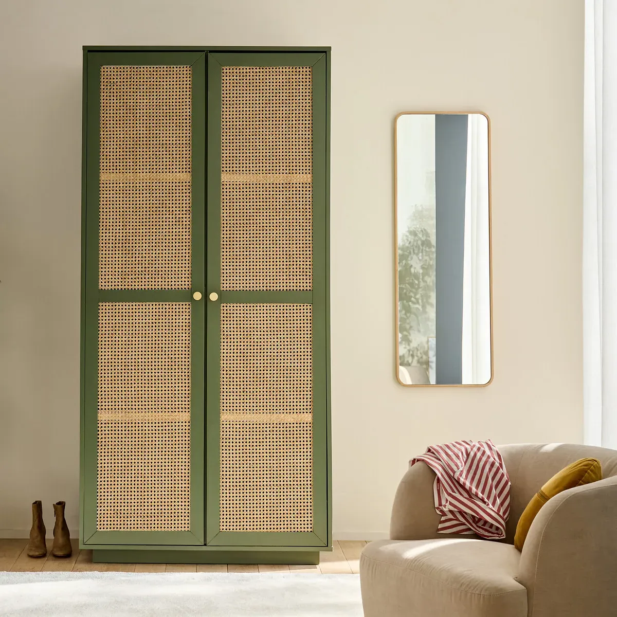 Paola Double Wardrobe - Khaki, MDF alternate view