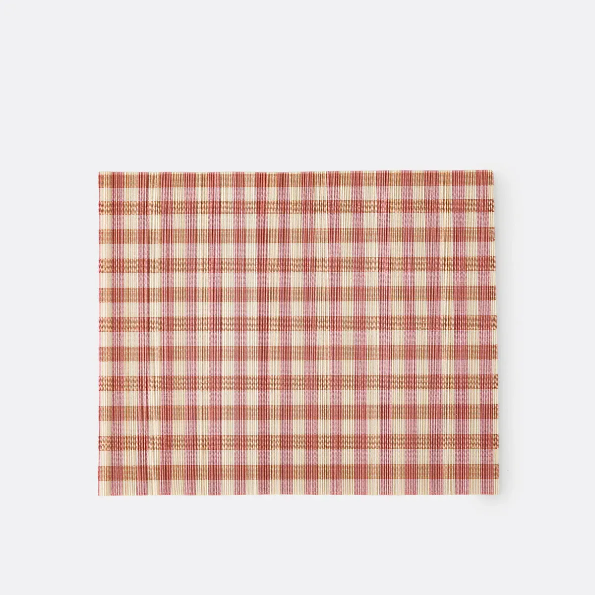 Paoli Gingham Checked Bamboo Placemats Set of 4 - Ecru, Terracotta alternate view
