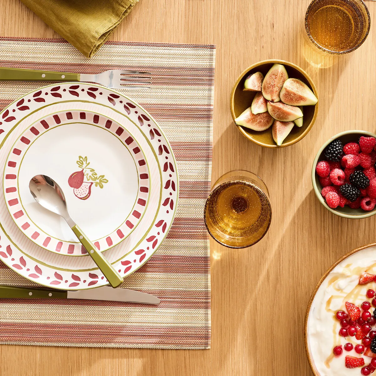Paoli Striped Bamboo Placemats Set of 4 - Ecru, Terracotta product