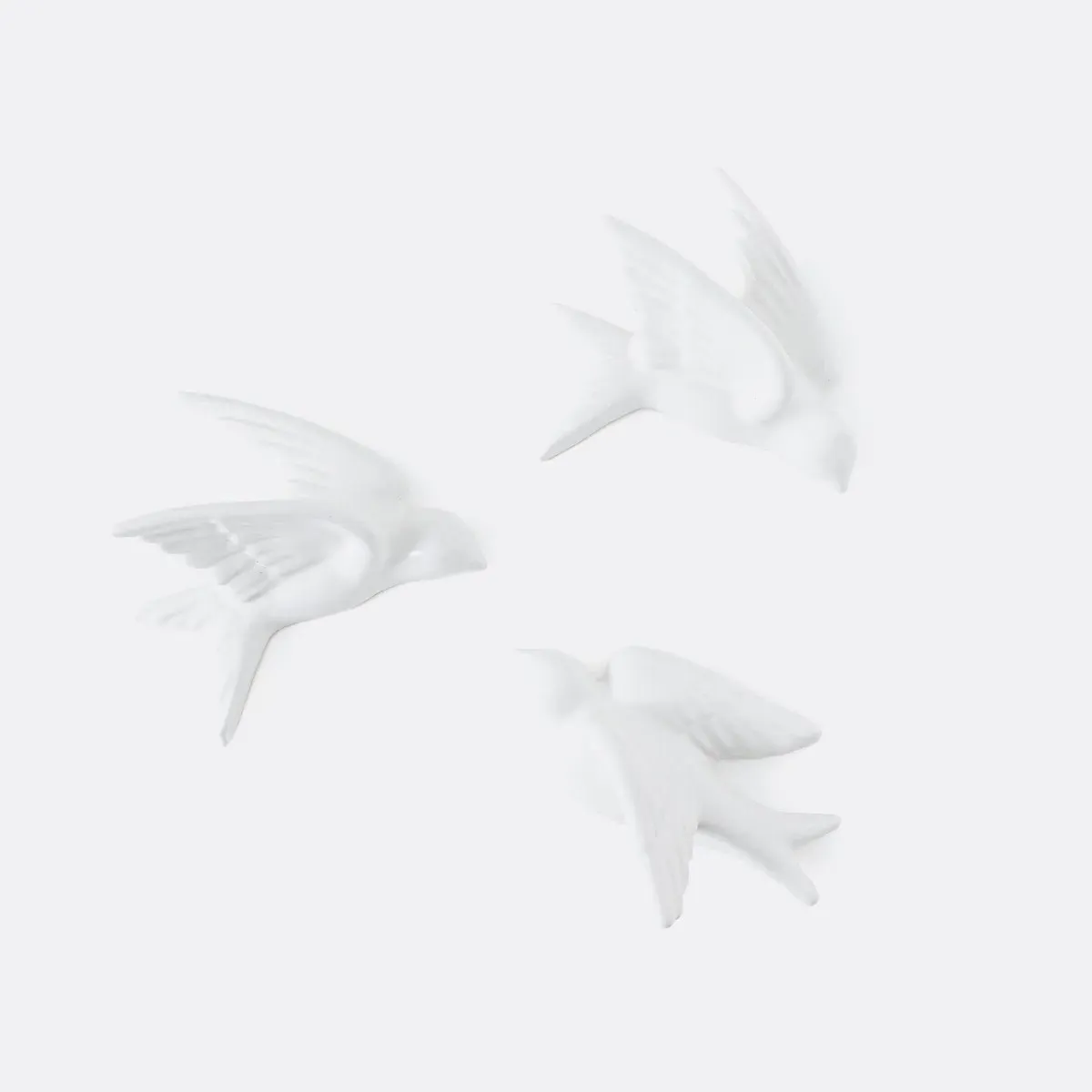 Paolina Set of 3 Wall Swallows - White, Earthenware product