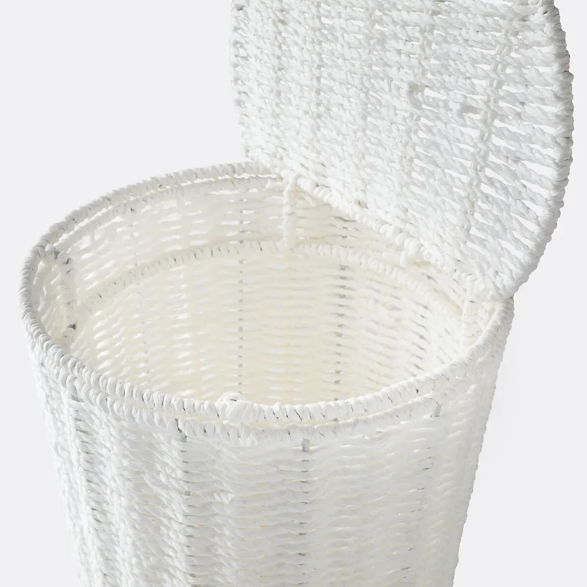 Papeli Bathroom Bin with Lid - White, Woven Paper alternate view