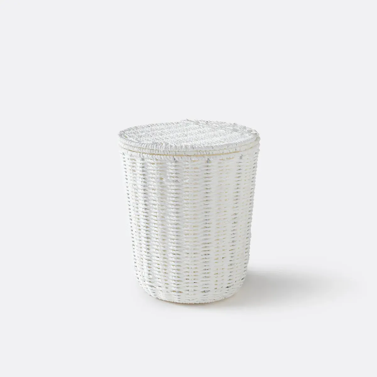 Papeli Bathroom Bin with Lid - White, Woven Paper product