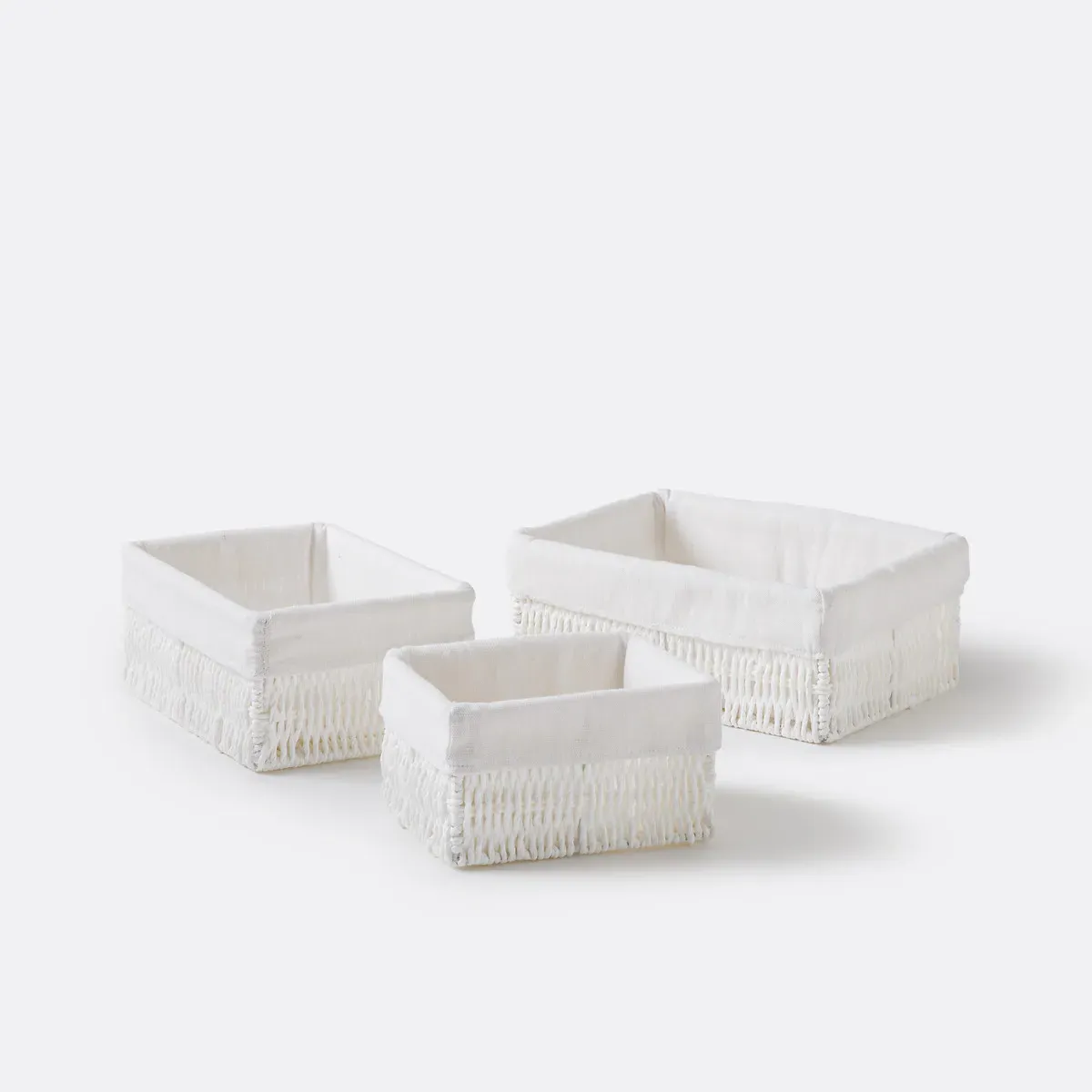 Papeli Set of 3 Rectangular Storage Baskets - White product