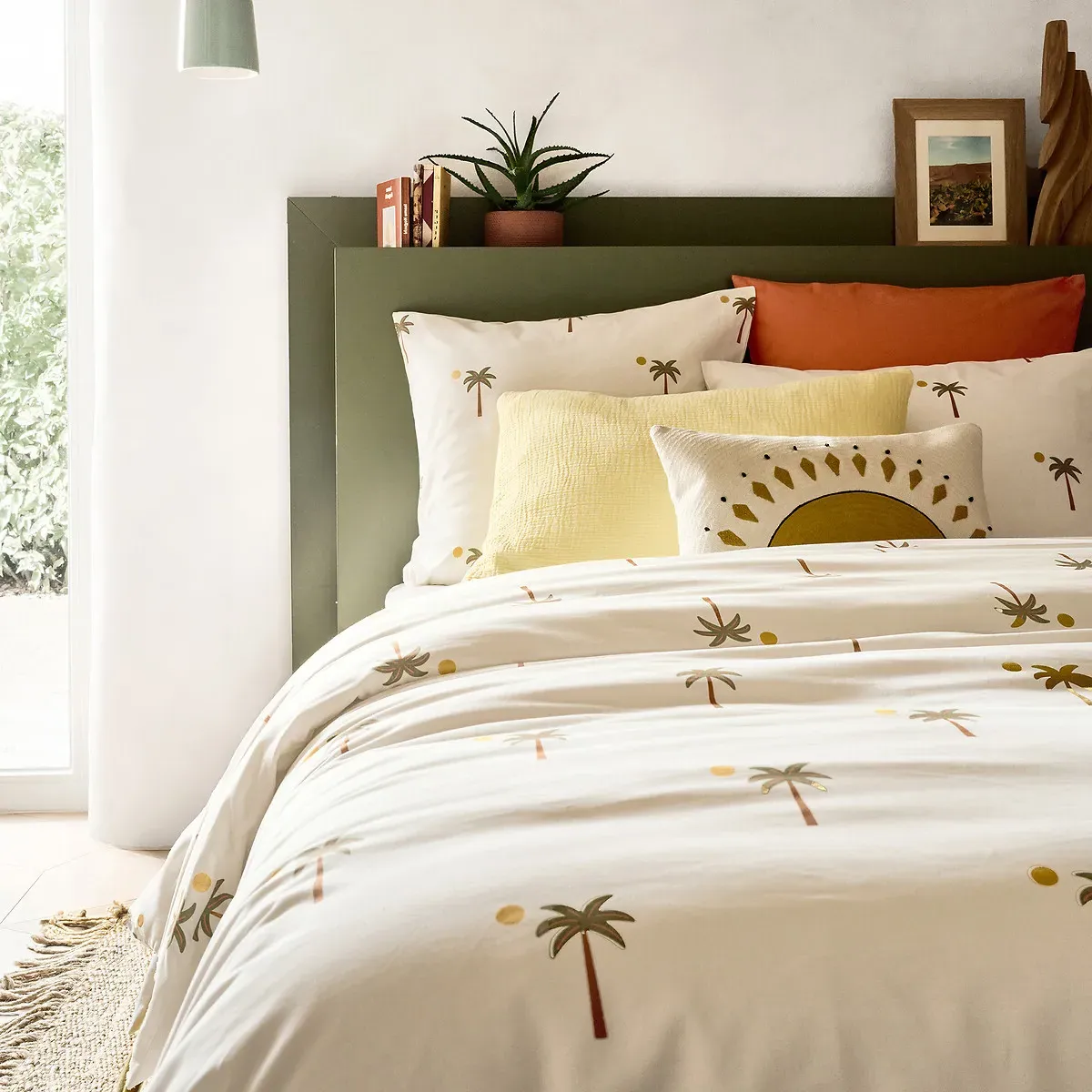 Paradela Palm Tree Print Duvet Cover Set with Square Pillowcase - Cotton alternate view