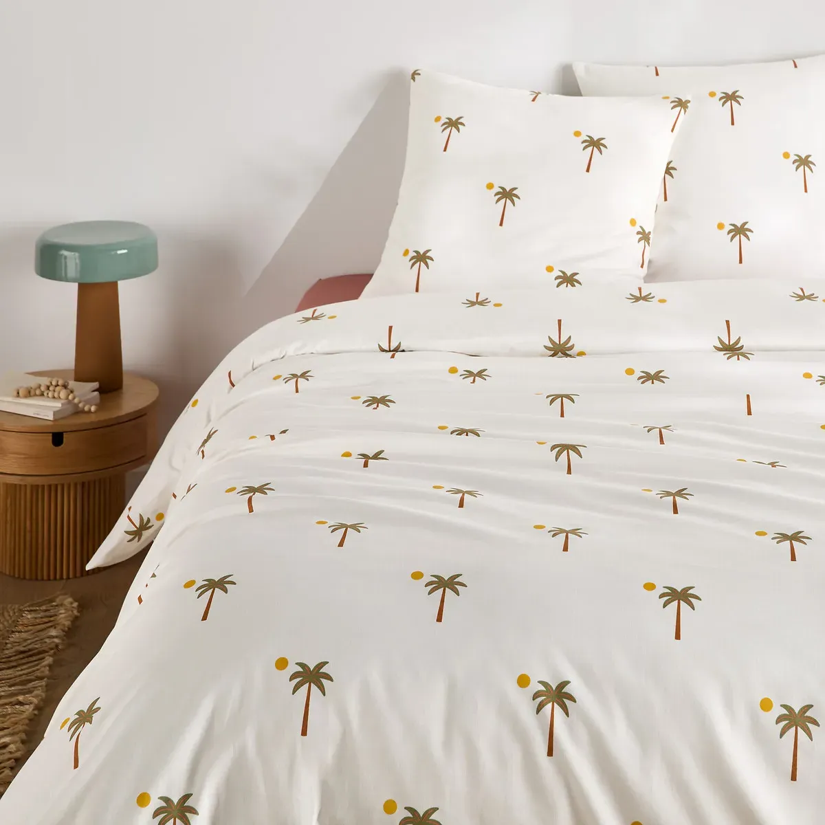 Paradela Palm Tree Print Duvet Cover Set with Square Pillowcase - Cotton product