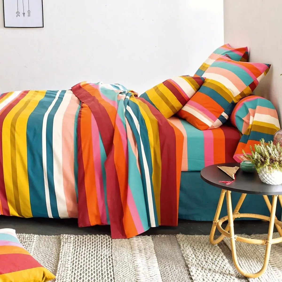 Paraiso Striped Pillowcase - Multicolour, Cotton alternate view