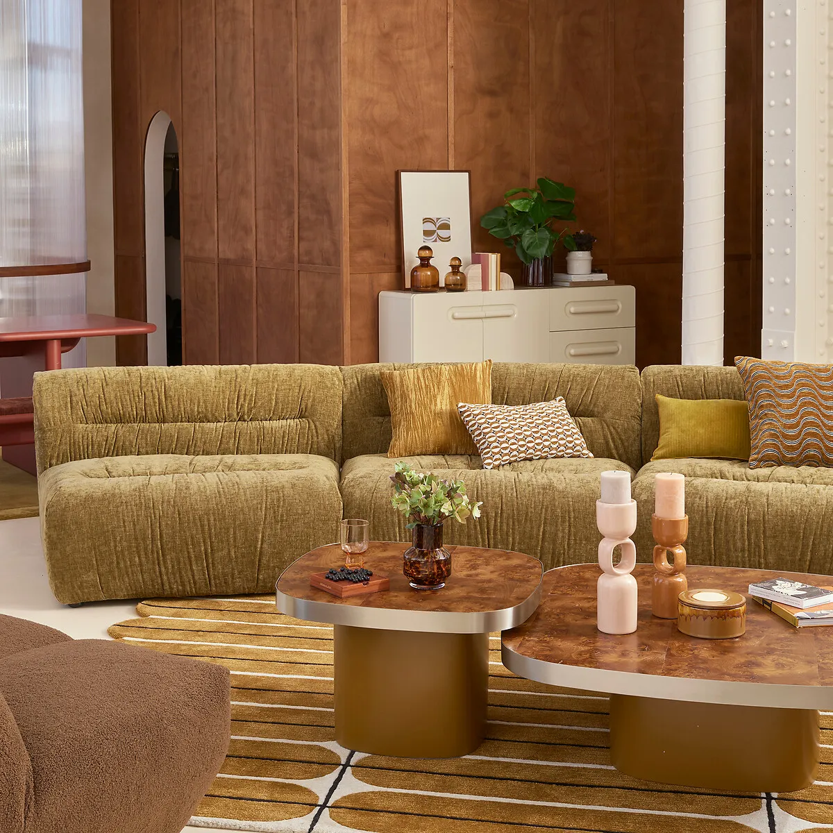 Paul Round Coffee Table - Bronze, Elm Burl Veneer alternate view