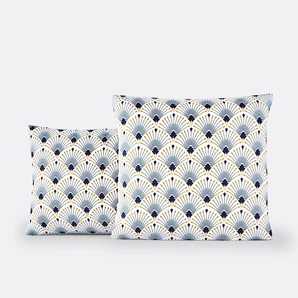 Pawica Palmette Cotton Satin Pillowcase - White, Blue Print product