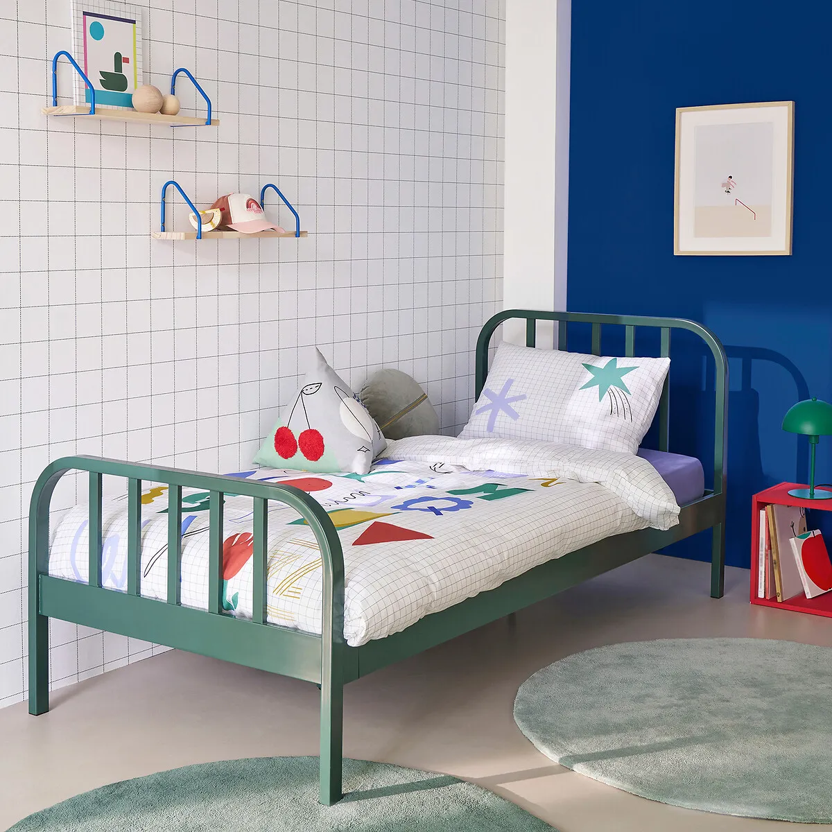 Pensio Single Bed Frame - Green, Iron Metal alternate view