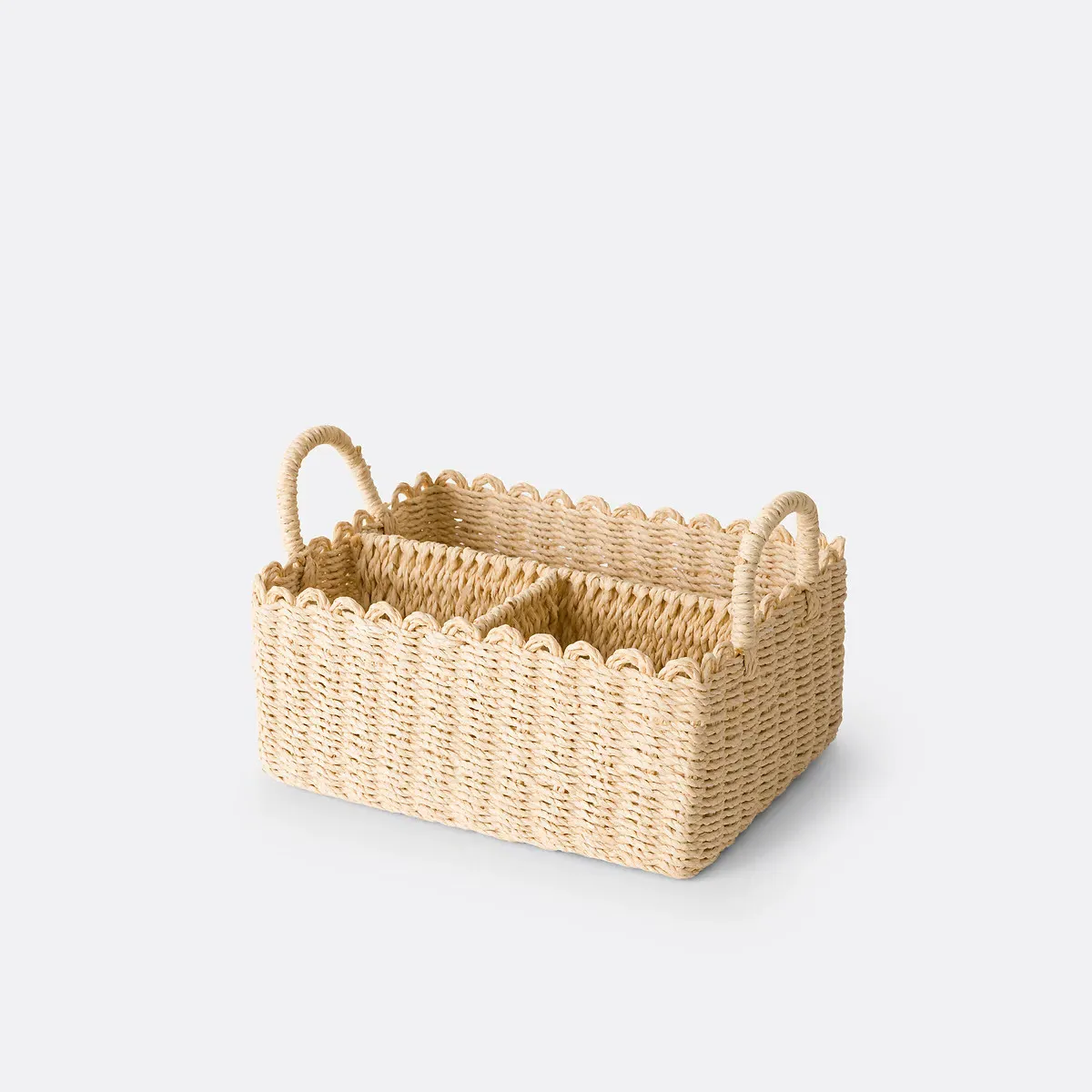 Petalia 3-Compartment Storage Basket - Beige, Woven Paper product