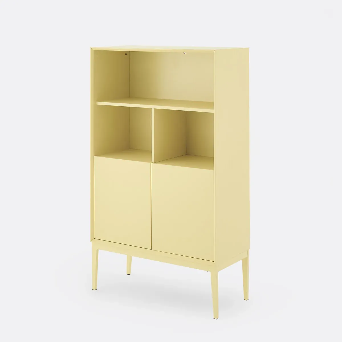 Pickito 2-Door 3-Compartment Bookcase - Soft Yellow, Matte MDF product