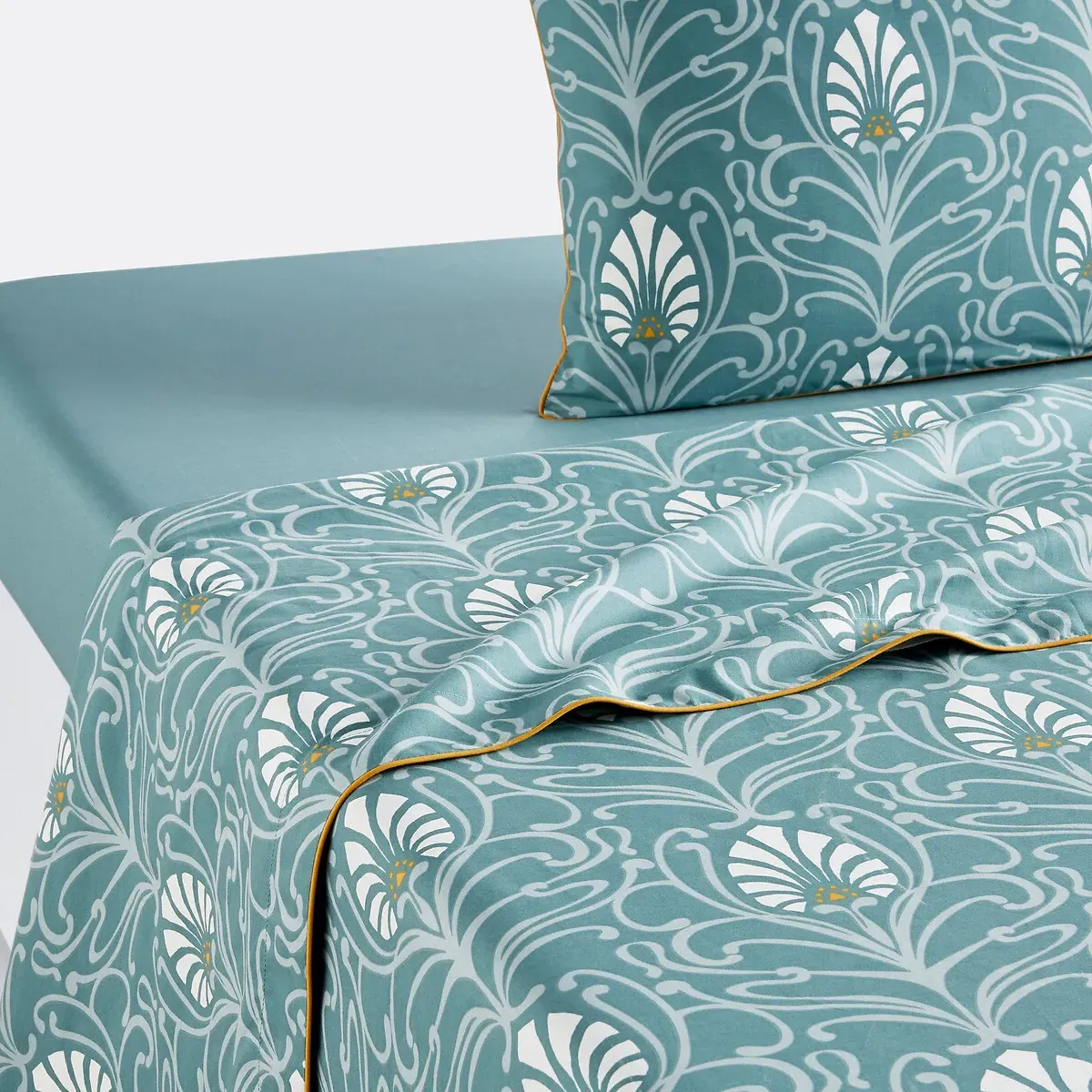 Poetic Cottage Flat Sheet - Green Print, Cotton Percale product