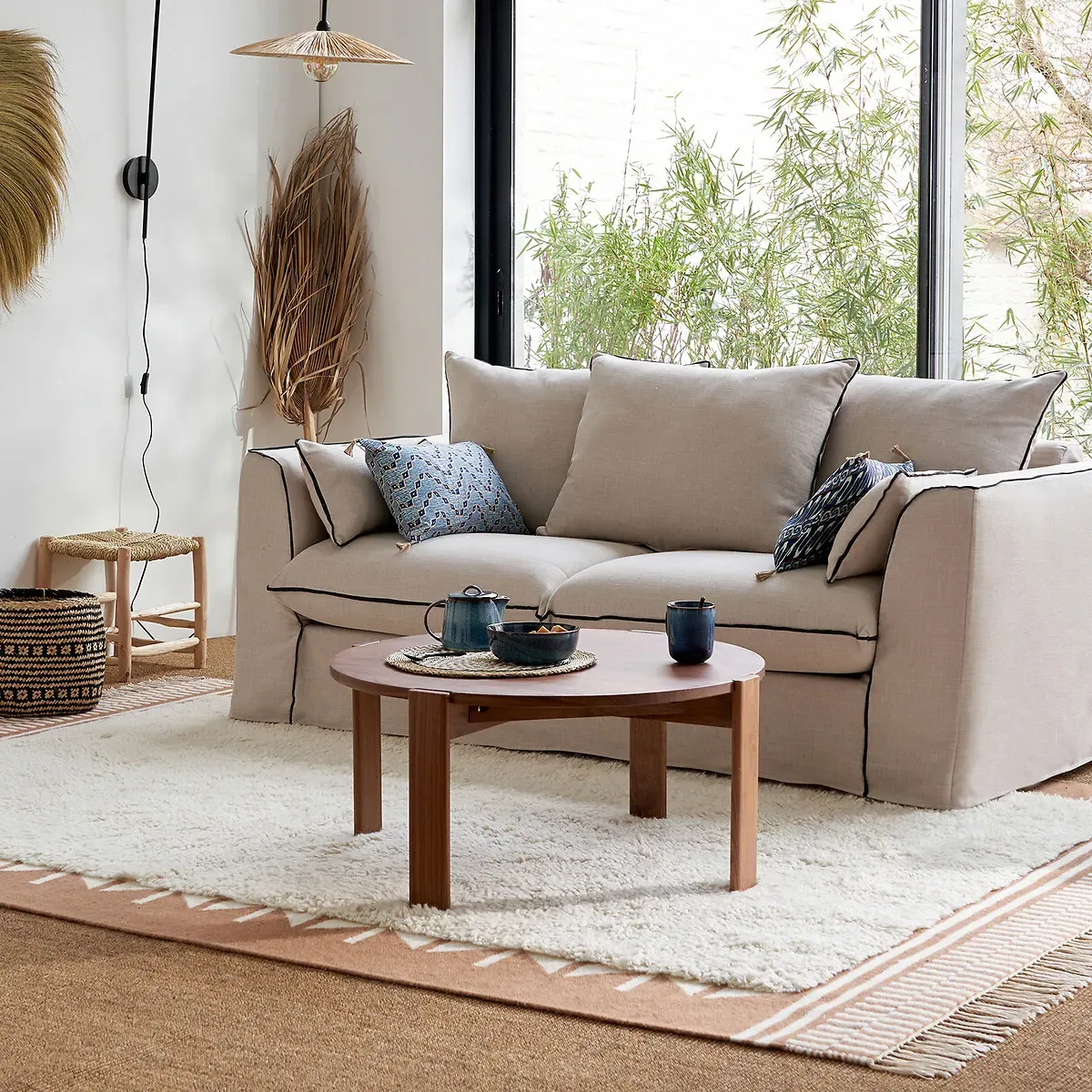 Pokhara Round Coffee Table - Walnut, Solid Wood alternate view
