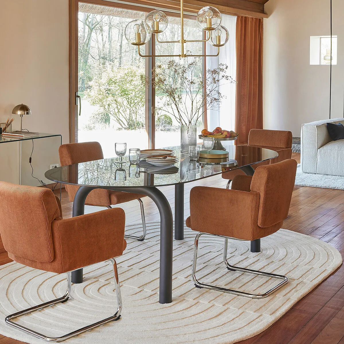 Polly 6-8 Seater Oval Dining Table - Black, Smoked Glass alternate view
