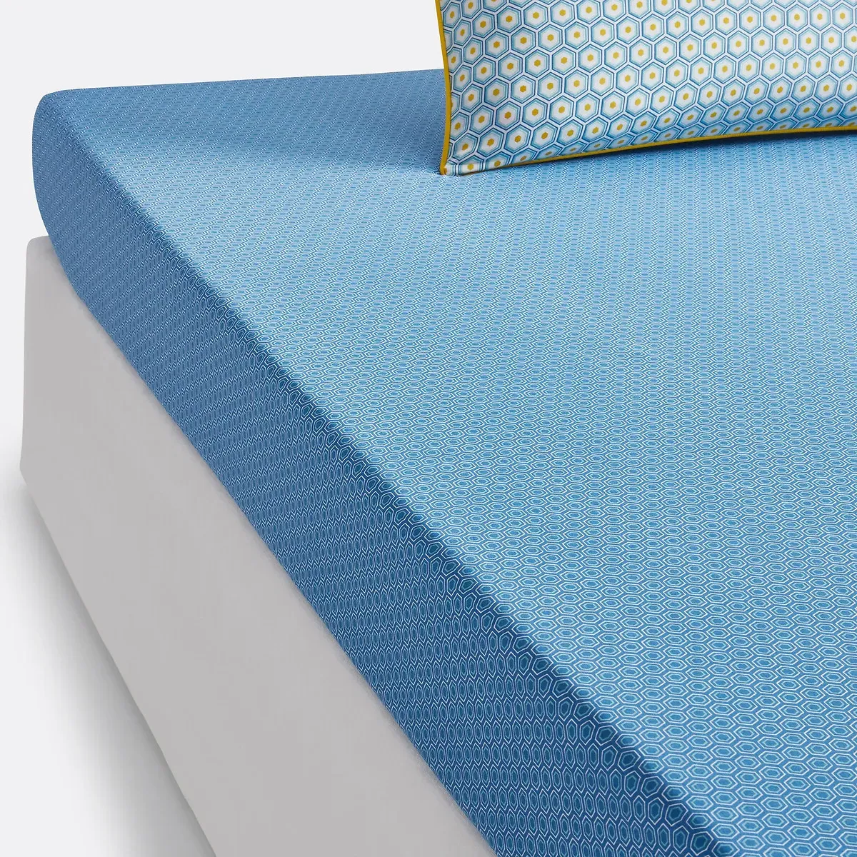 Pop Mozaic Fitted Sheet - Turquoise Blue, Cotton product