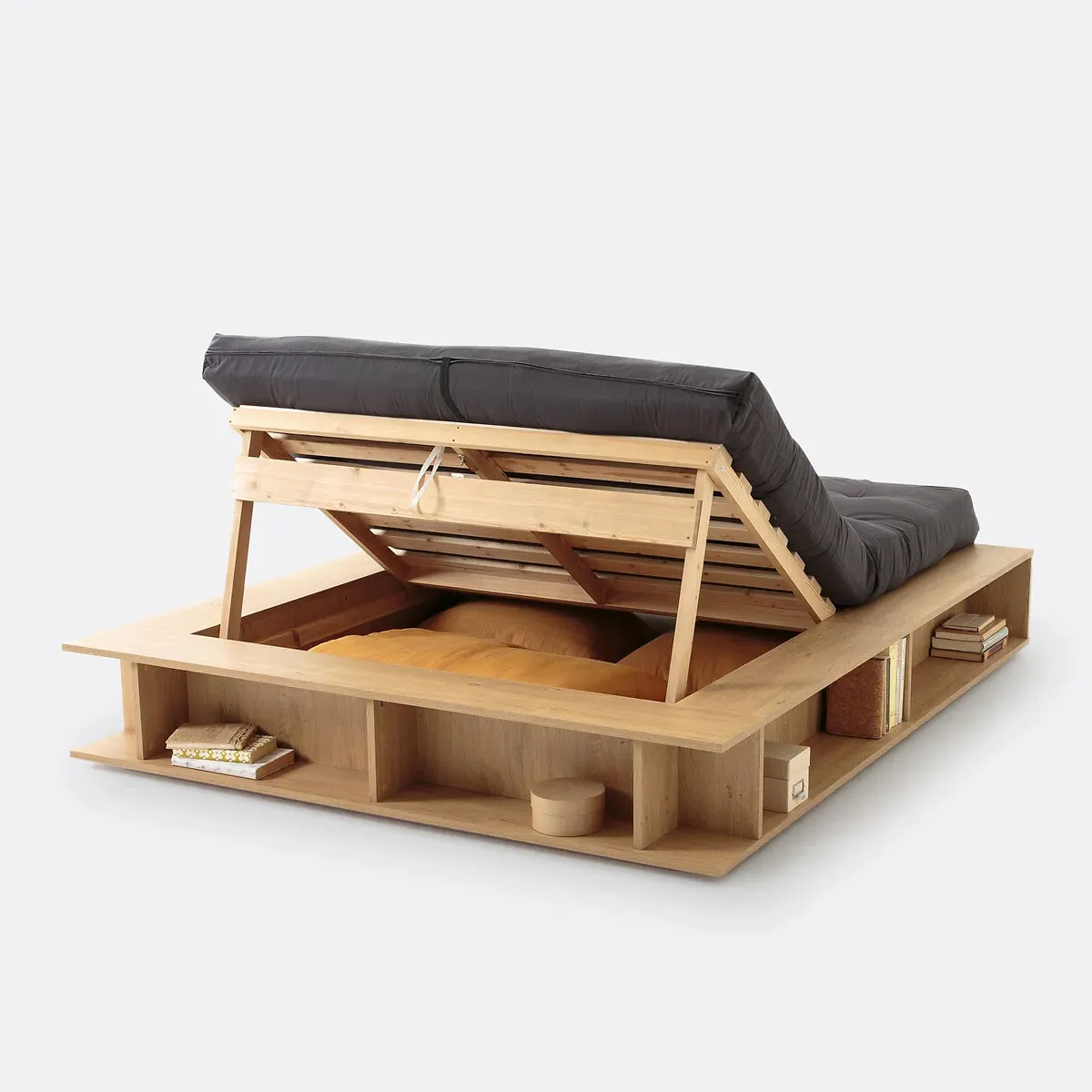 Presto Pine Storage Bed with Hinged Base - Light Natural Wood alternate view