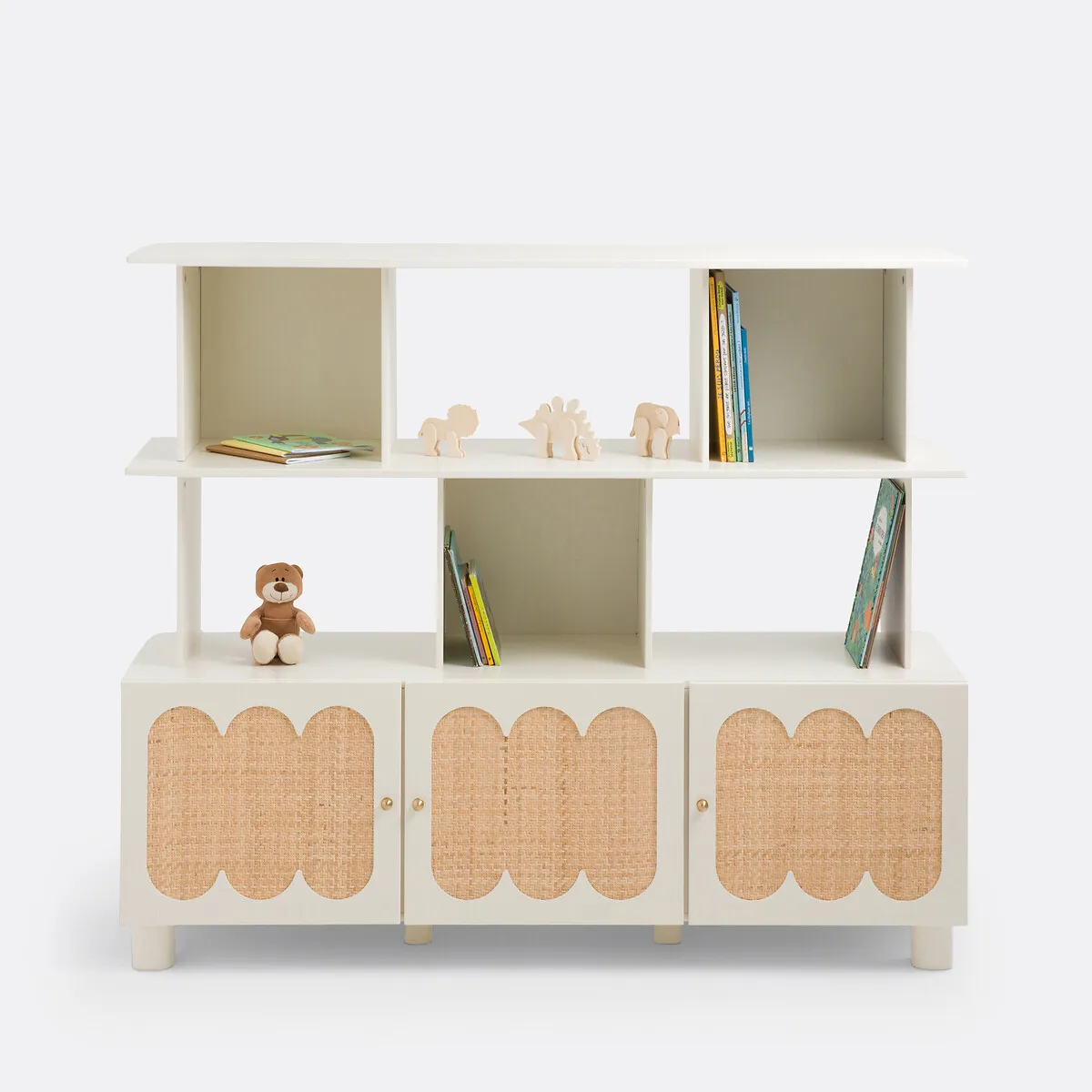 Ptilu Bookcase with Rattan Doors - Ecru, MDF alternate view