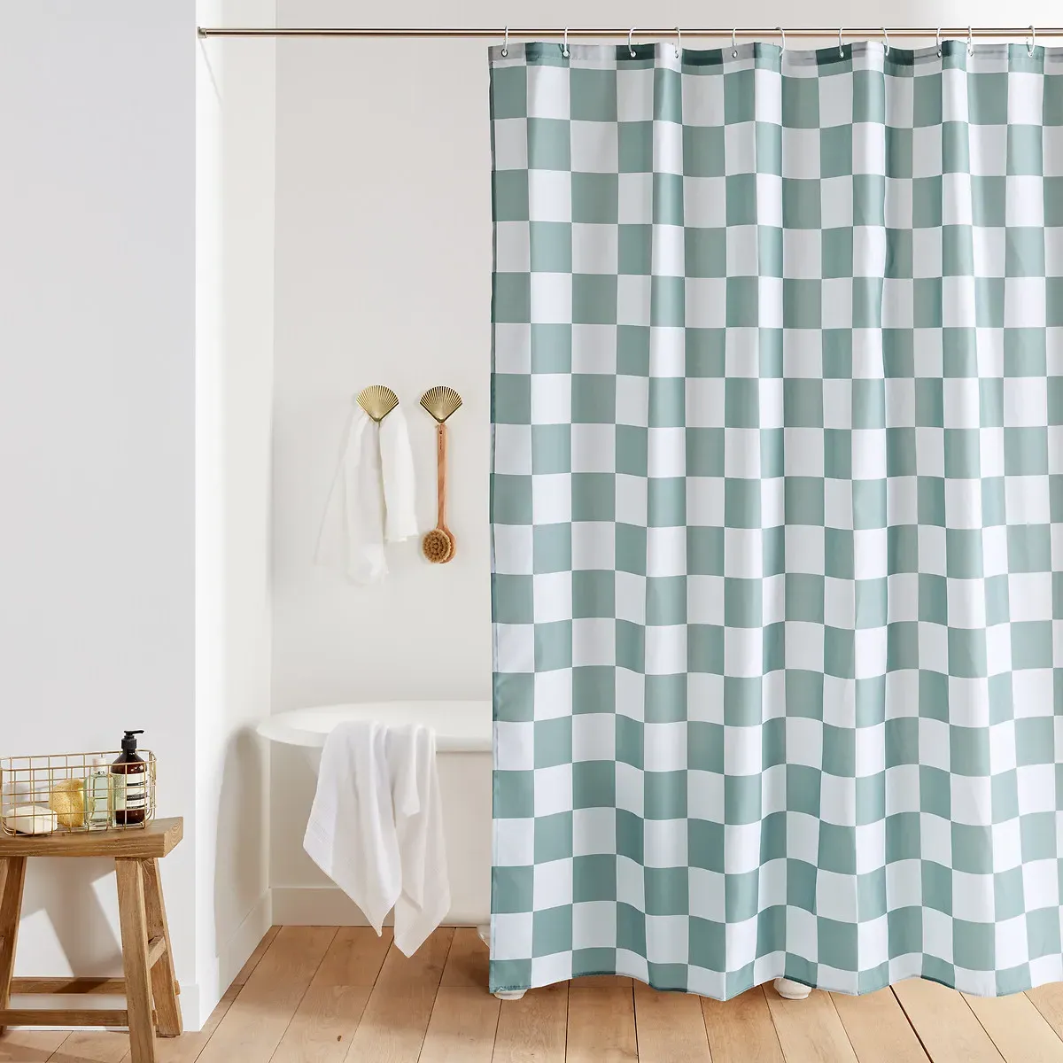Quiberon Patterned Shower Curtain - Green, Polyester product
