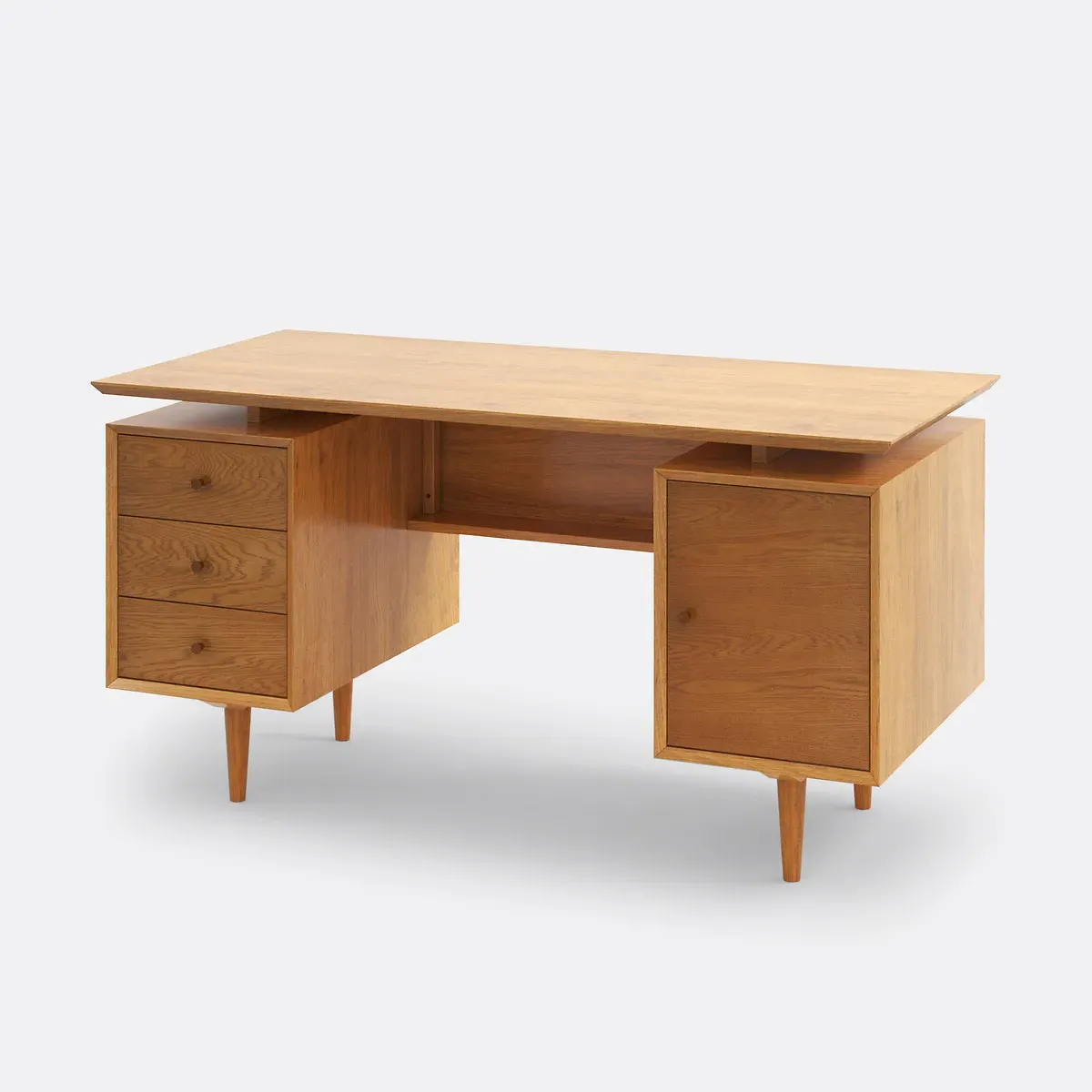 Quilda Double Unit Desk with Storage - Oak product