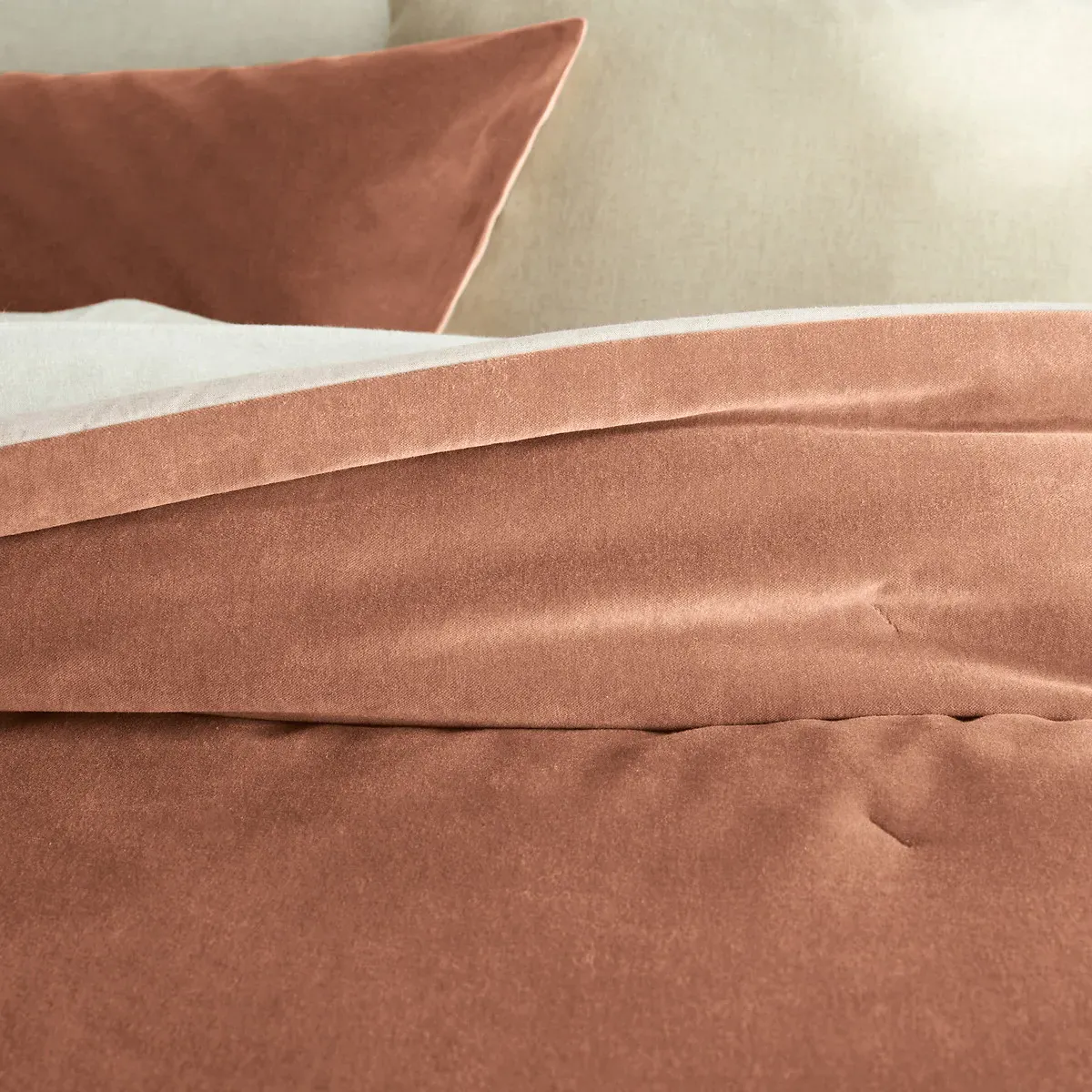 Quilted Cotton Velvet Bedspread - Praline alternate view