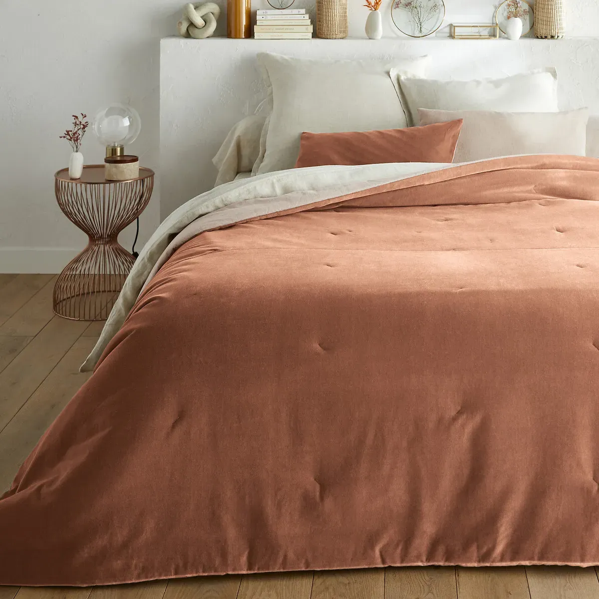 Quilted Cotton Velvet Bedspread - Praline product