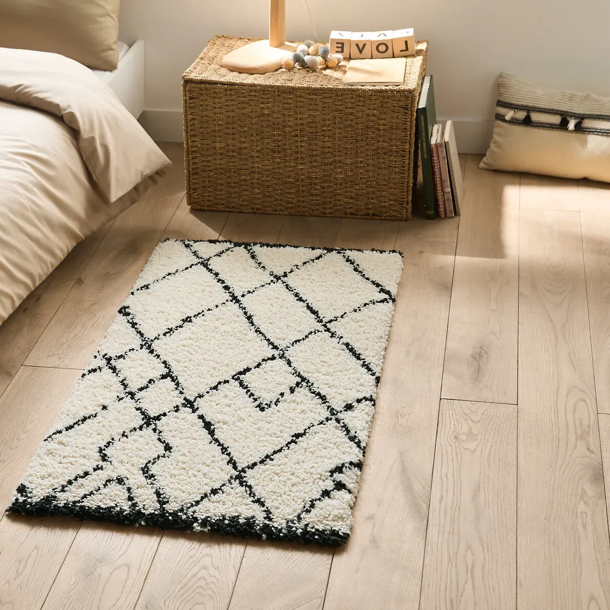 Rabisco Berber-Style Bedside Rug - White, Polypropylene product