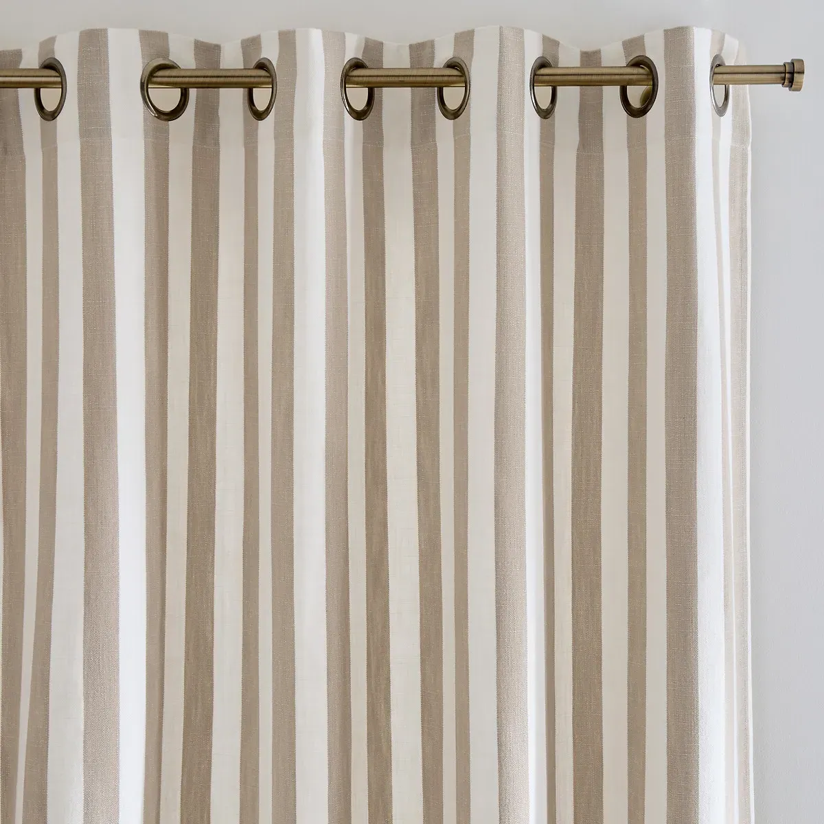 Ramla Striped Eyelet Curtain - Beige, Cotton product