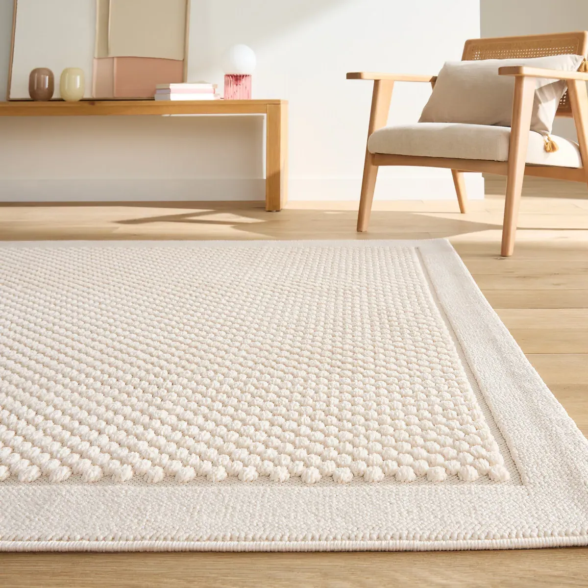Randy Textured Rug - Ecru, Polyester product