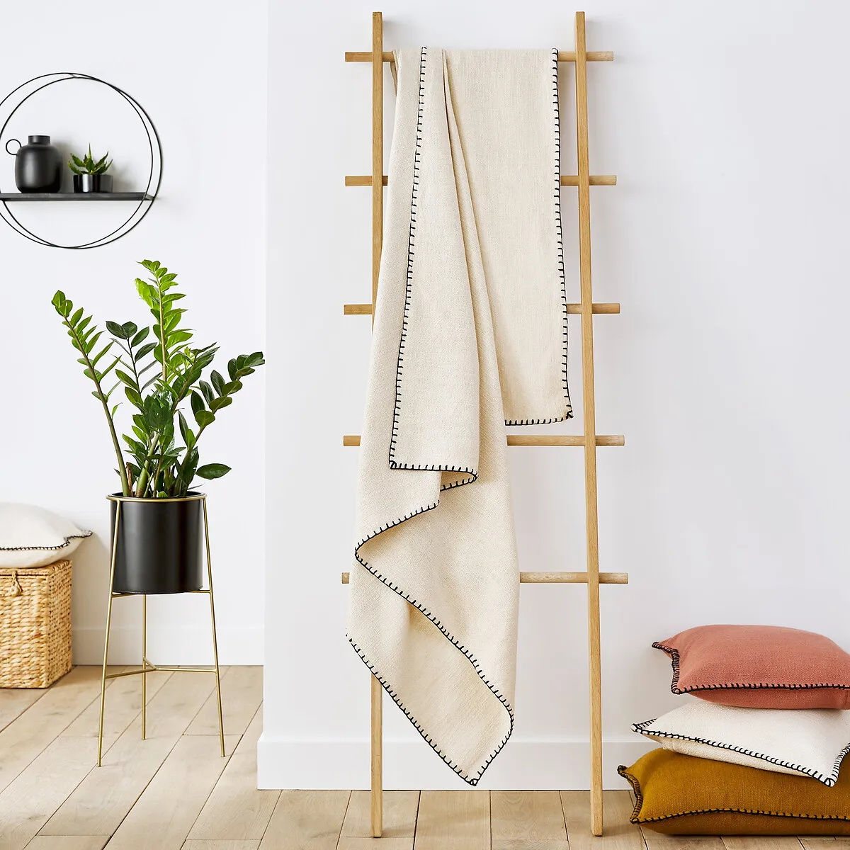 Raoul Basket Weave Cotton Blanket - Ecru product