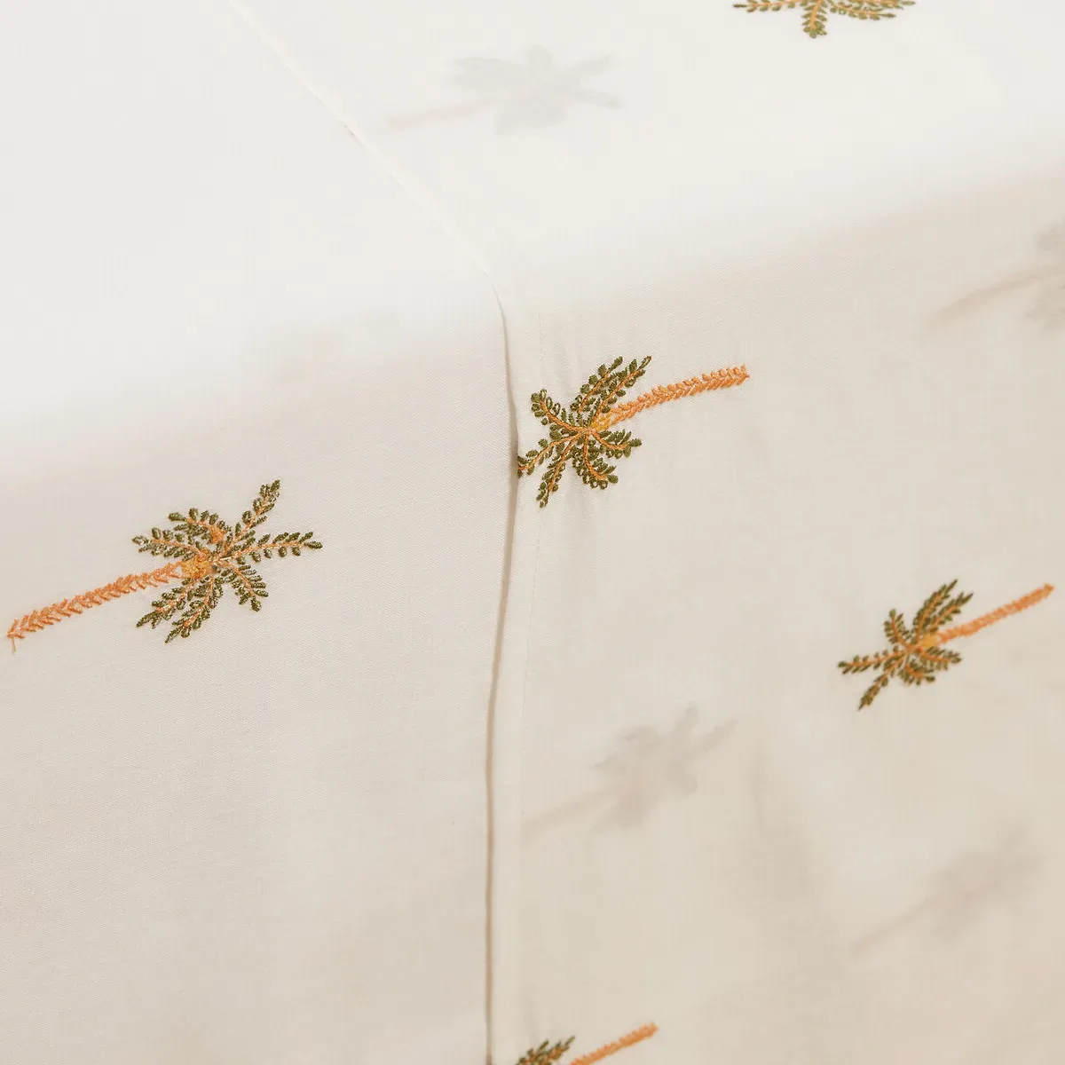 Ravenel Flat Sheet Embroidered - Ecru, Cotton Linen alternate view