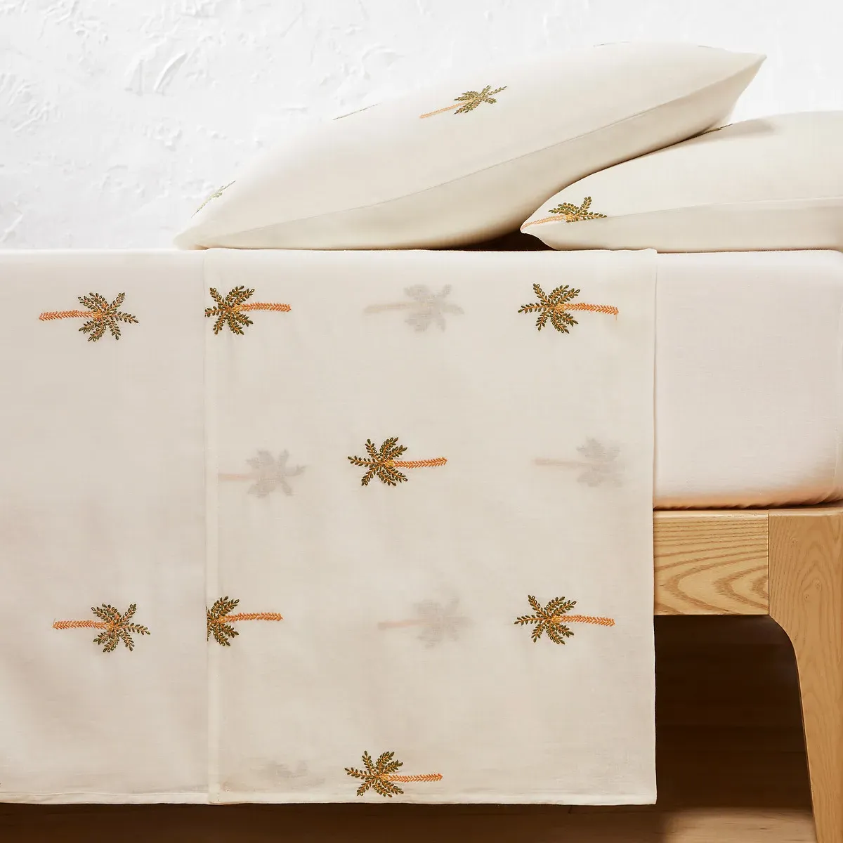 Ravenel Flat Sheet Embroidered - Ecru, Cotton Linen product