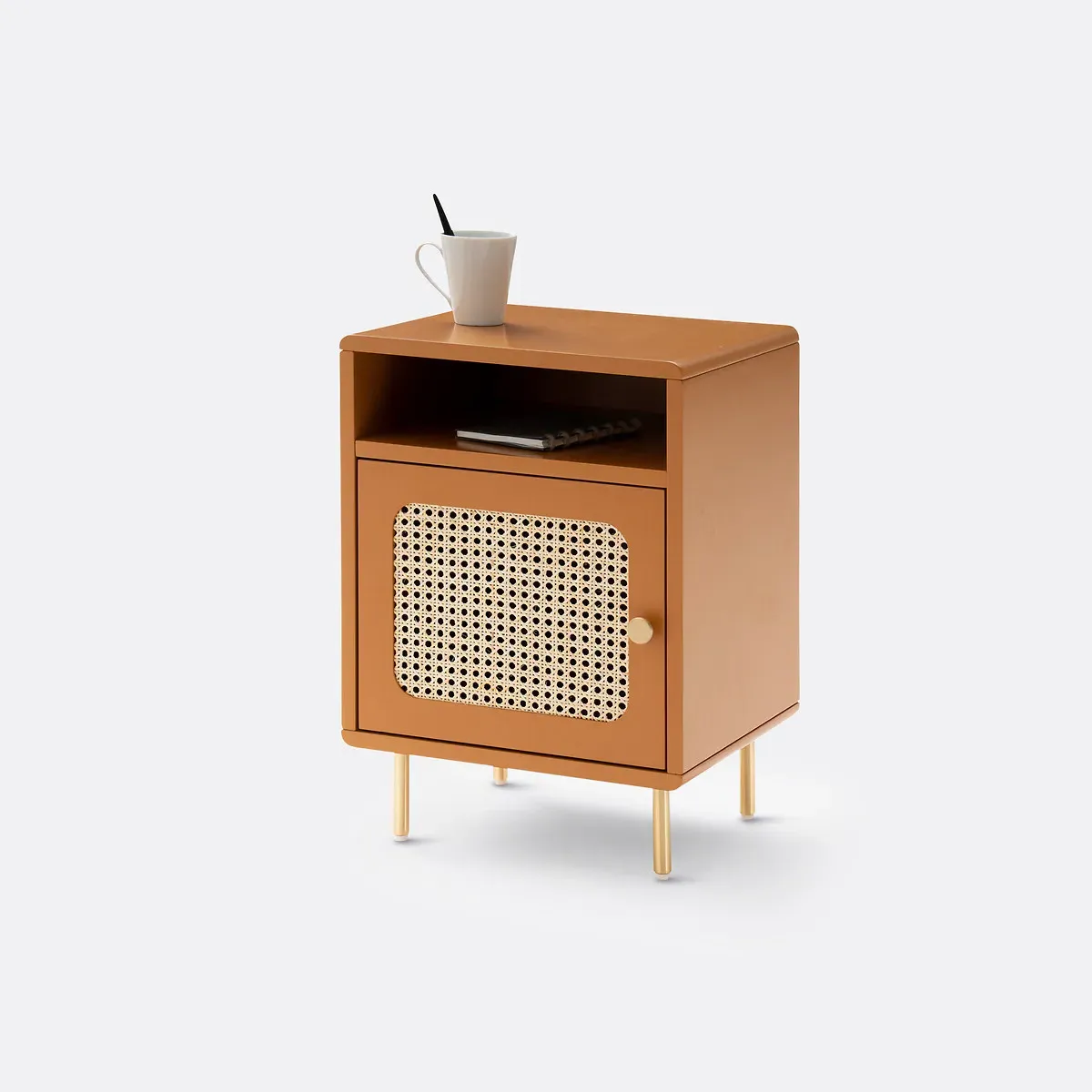 Redpop Bedside Table with Rattan Door - Orange, MDF product