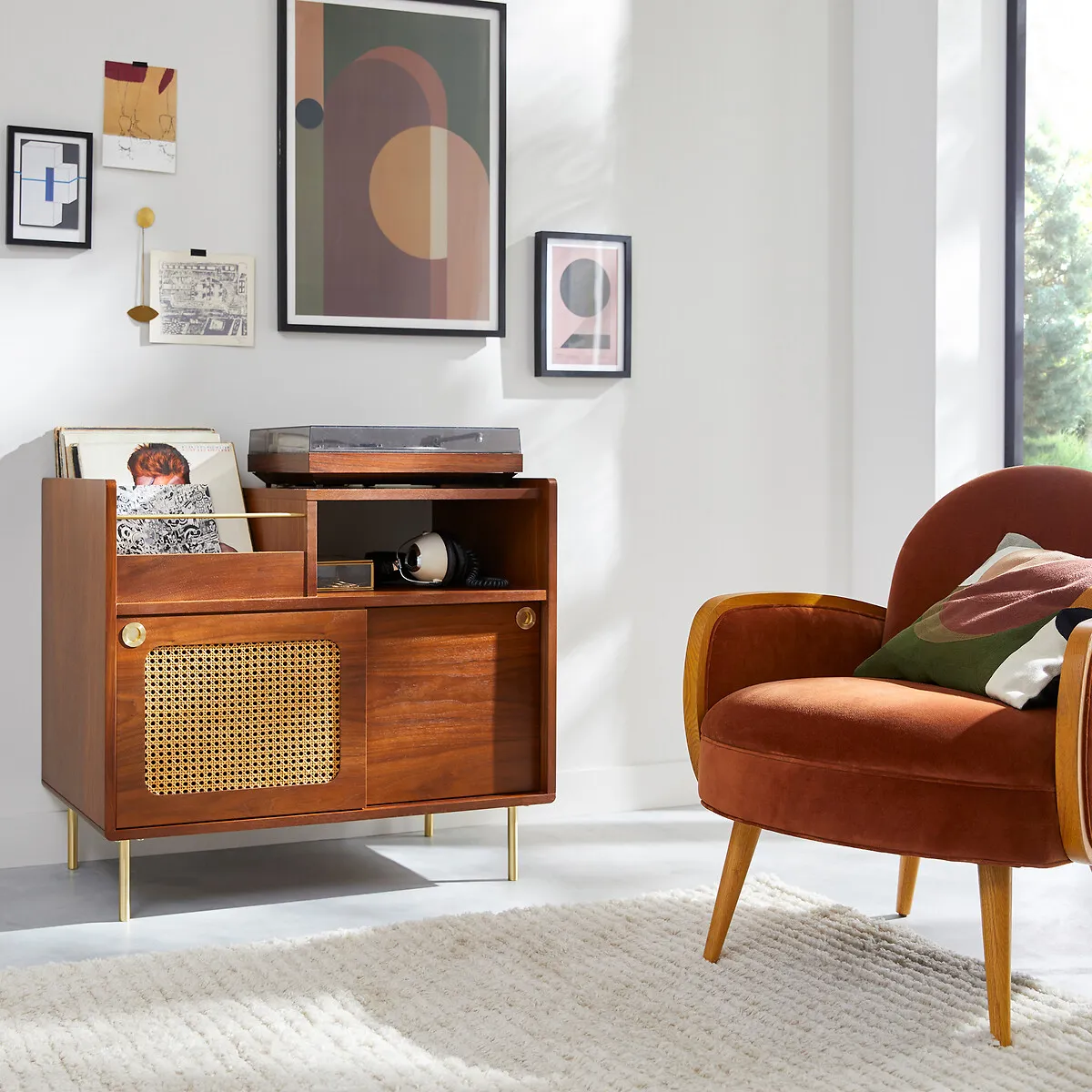 Redpop Vinyl Cabinet - Walnut, Cane alternate view