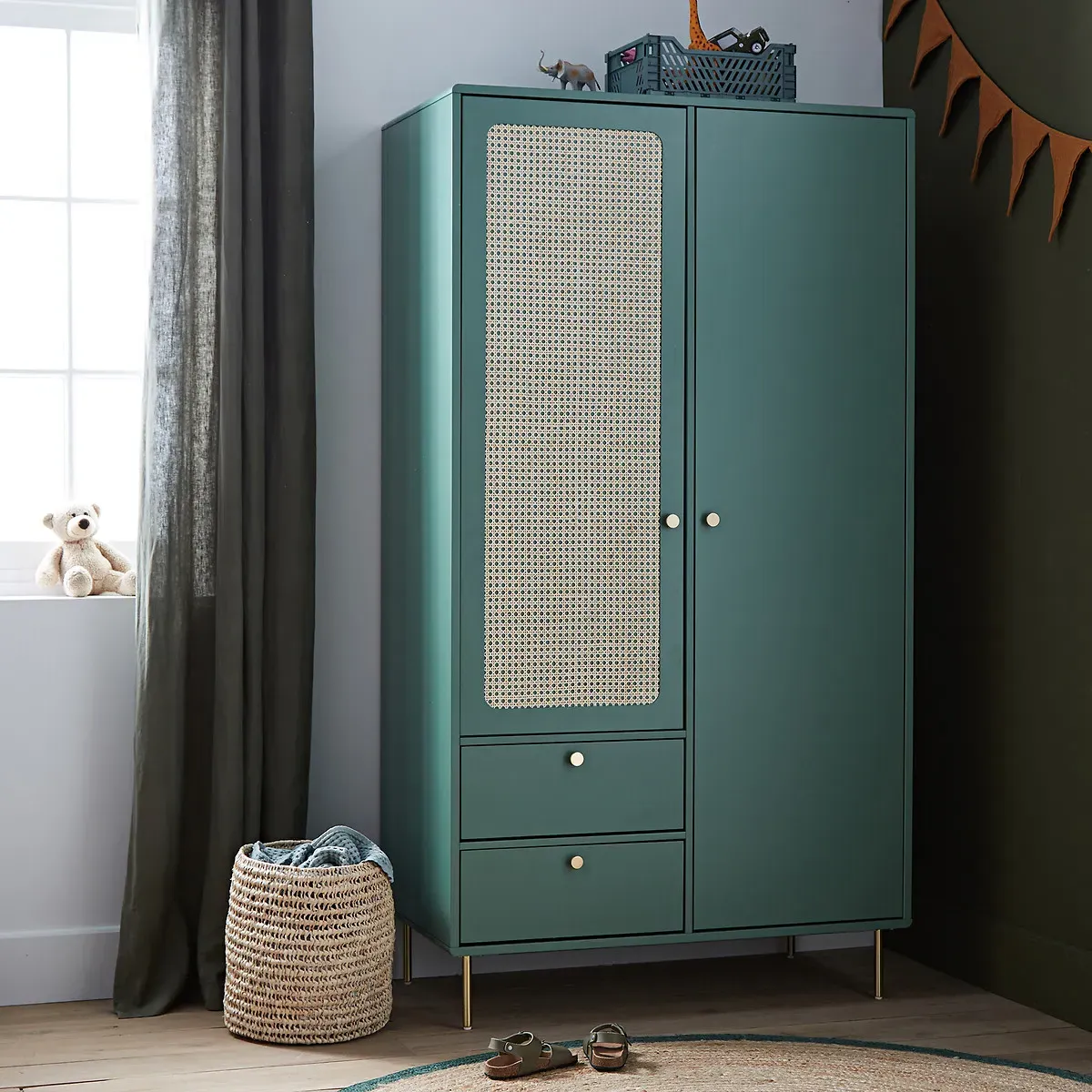 Redpop Wardrobe with Drawers - Grey-Green, MDF alternate view