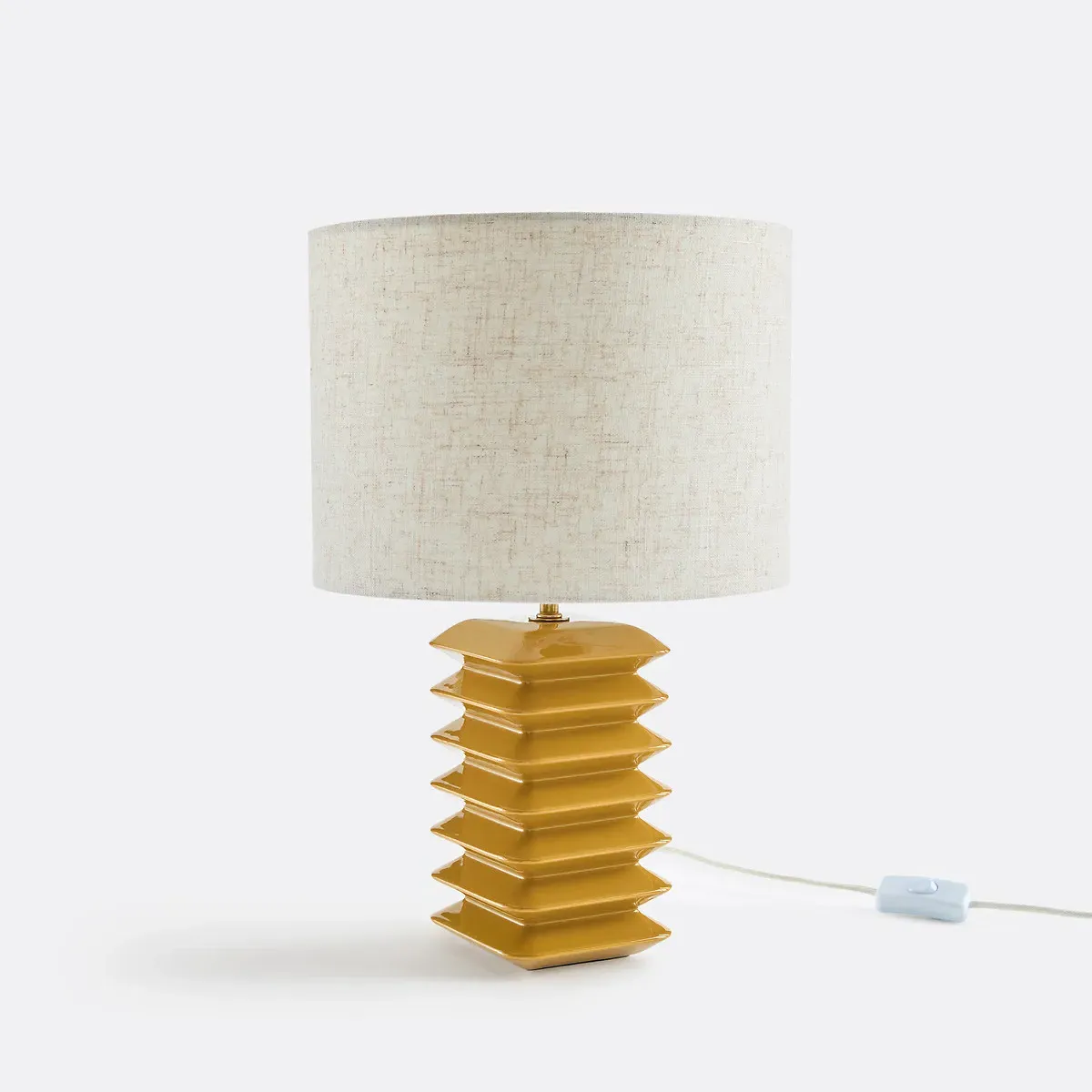 Remilo Table Lamp - Ochre Yellow, Ceramic & Linen product