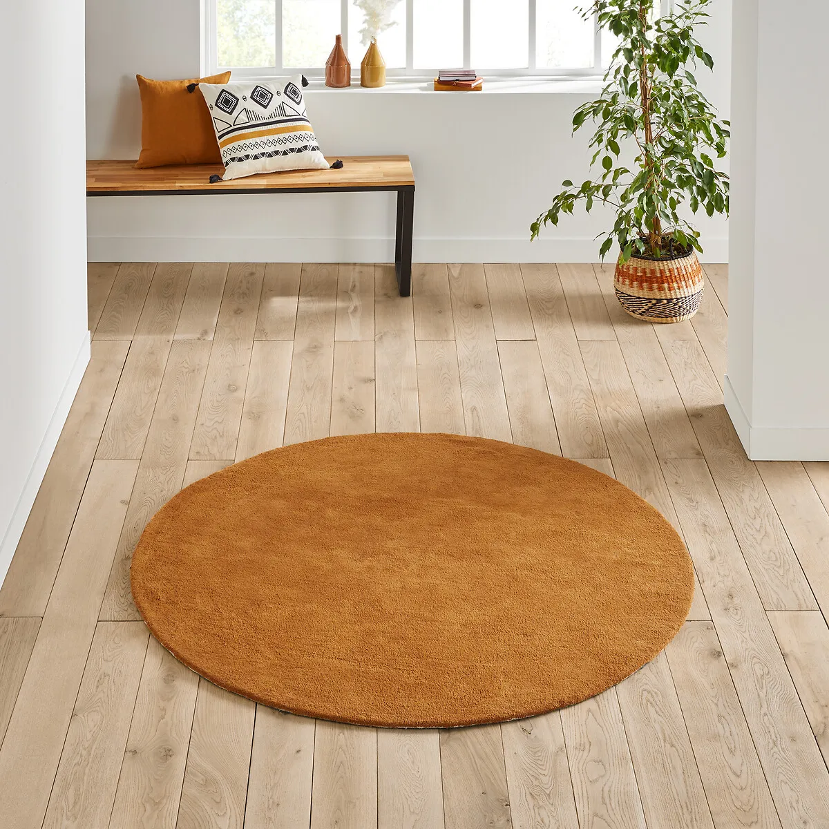 Renzo Large Round Tufted Rug - Caramel, Cotton product