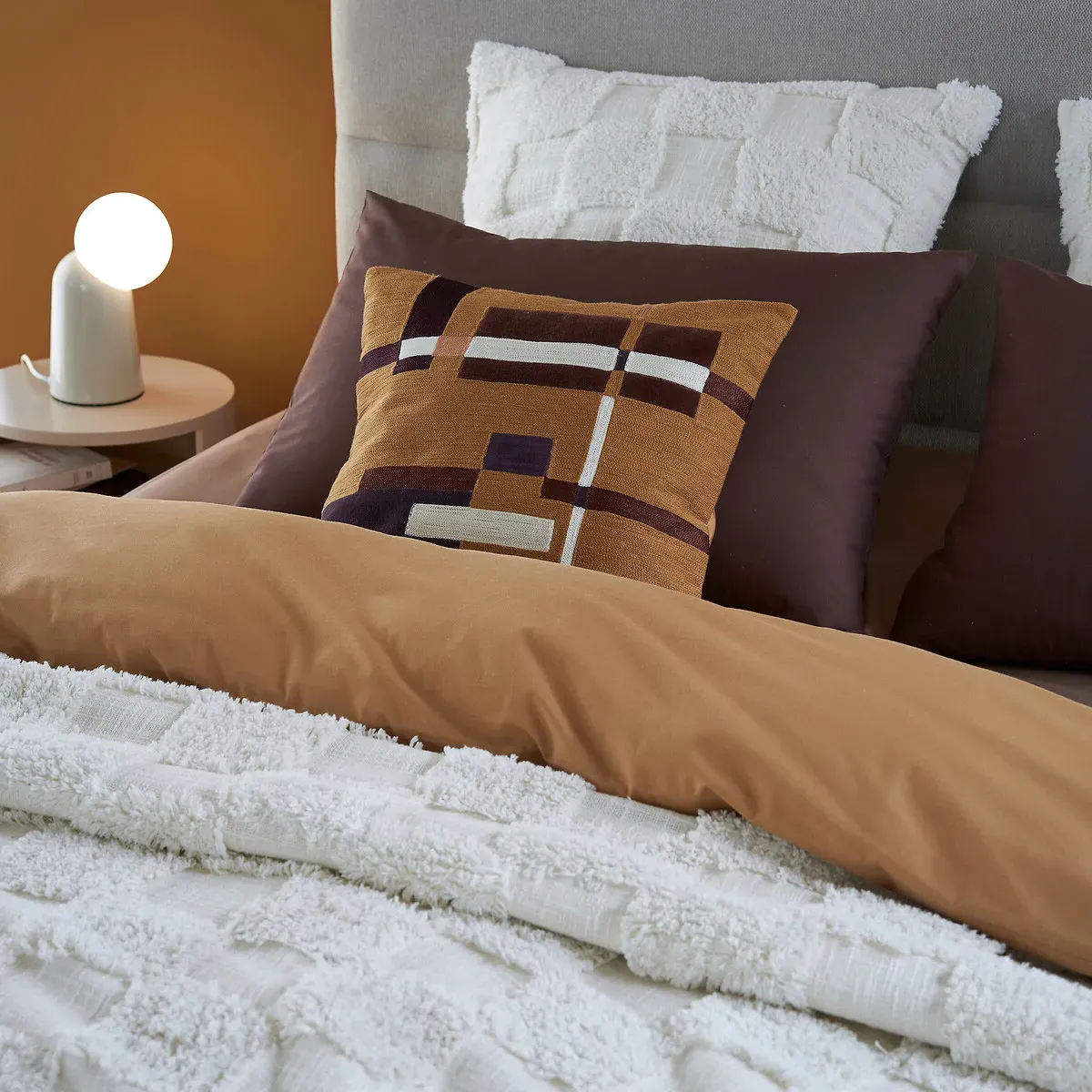 Renzo Tufted Cotton Cushion Cover - Ecru alternate view
