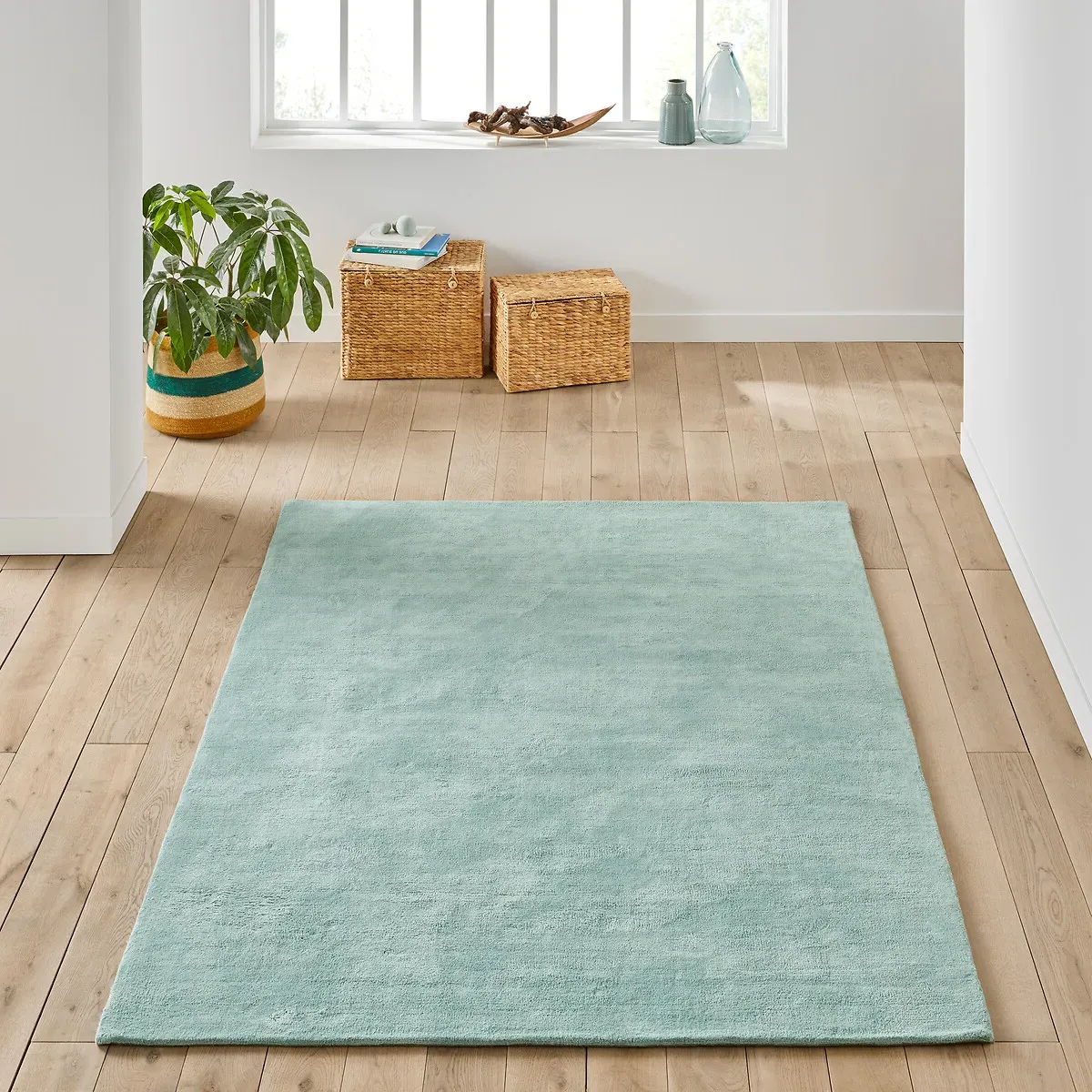Renzo Tufted Rug - Pale Green, Cotton product