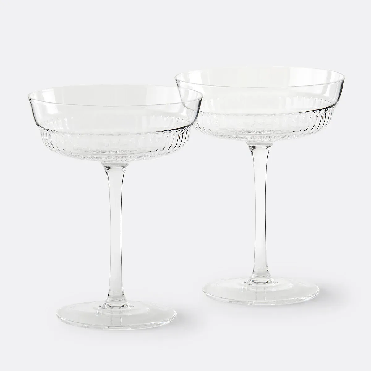 Rigato Set of 2 Champagne Coupes - Transparent, Ribbed Glass product