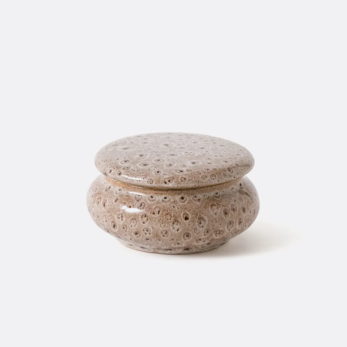 Rima Round Ceramic Jar with Lid - Taupe product