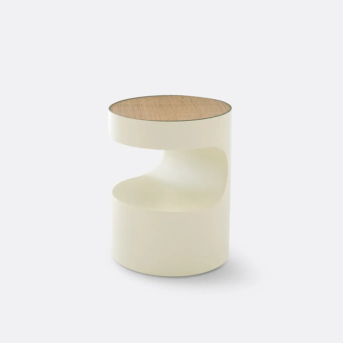 Rimel Round Bedside Table with Storage - Beige, Metal product